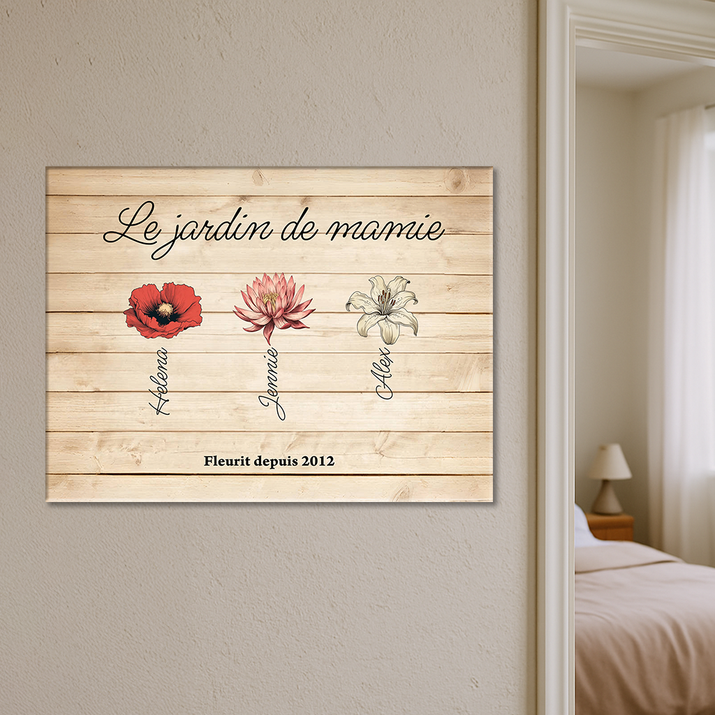 Le Jardin De Mamie - Impression Sur Toile Personnalisée - Cadeau Familial