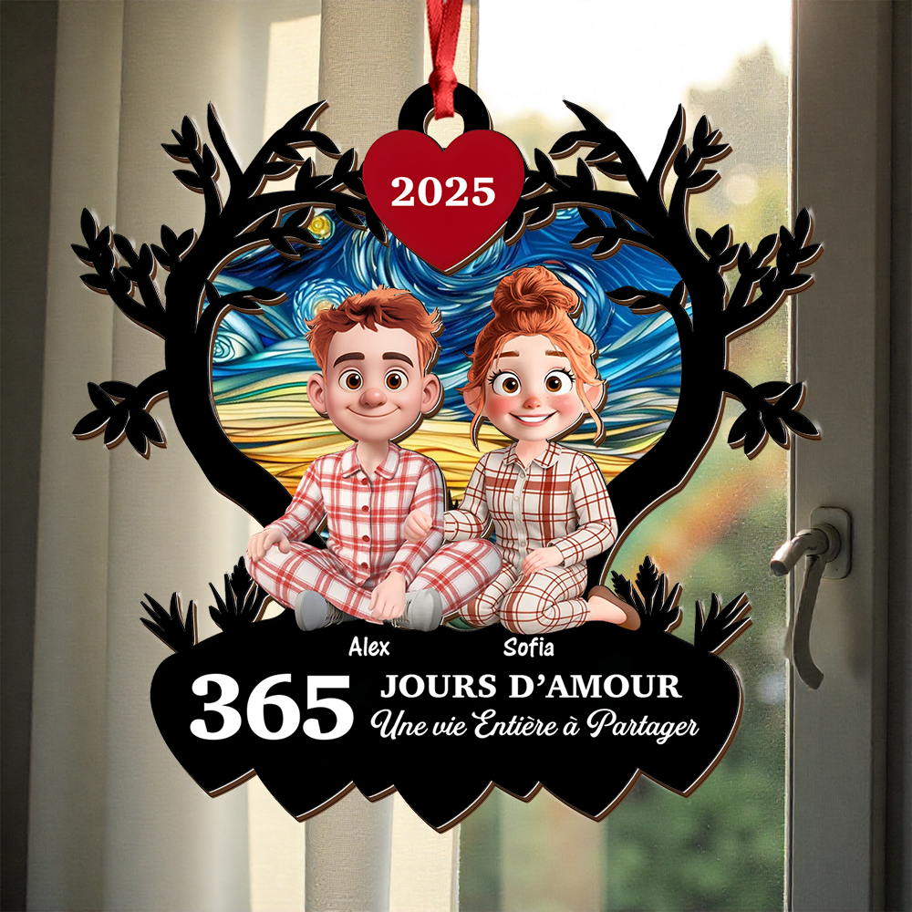 Un An Passé, Mille Souvenirs À Venir - Ornement Attrape-Soleil Personnalisé À Suspendre À La Fenêtre