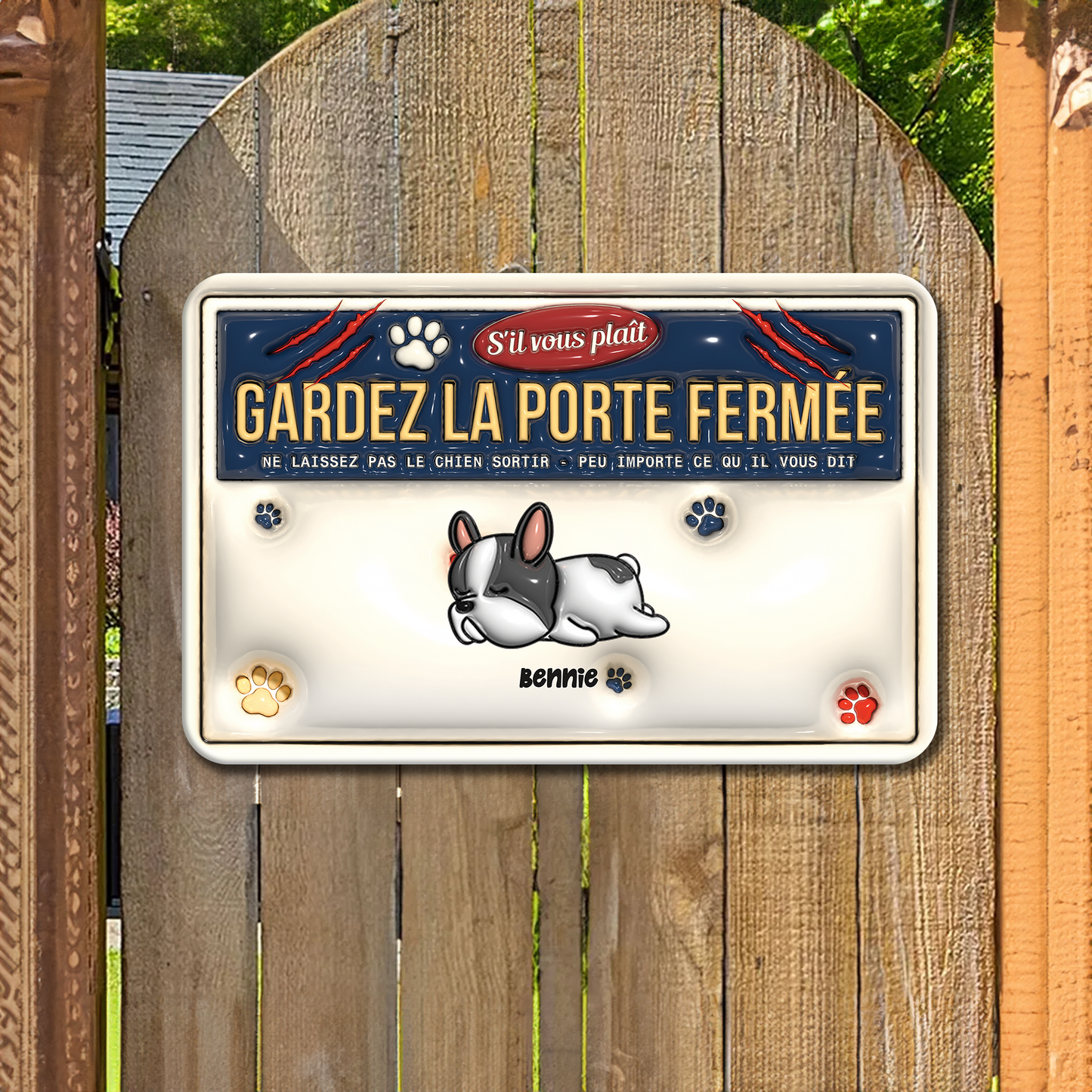S'il te plaît - Plaque De Porte Humoristique De Chien En Métal À Personnaliser