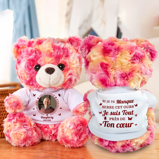 Si Je Te Manque, Serre Cet Ours - Ours En Peluche en T-shirt Personnalisé avec Photo