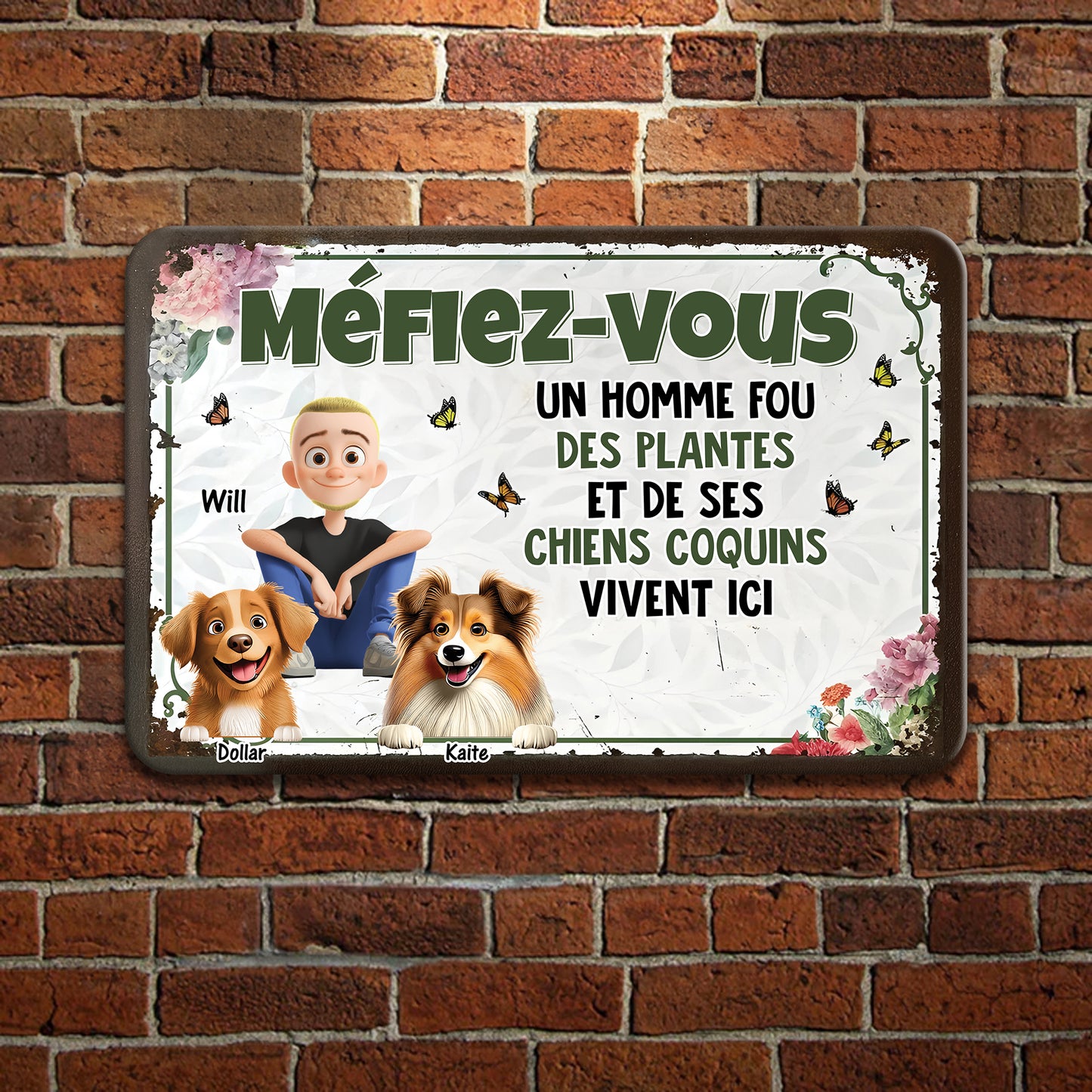 Méfiez-vous Un Homme Fou Des Plantes – Plaque En Métal Personnalisée