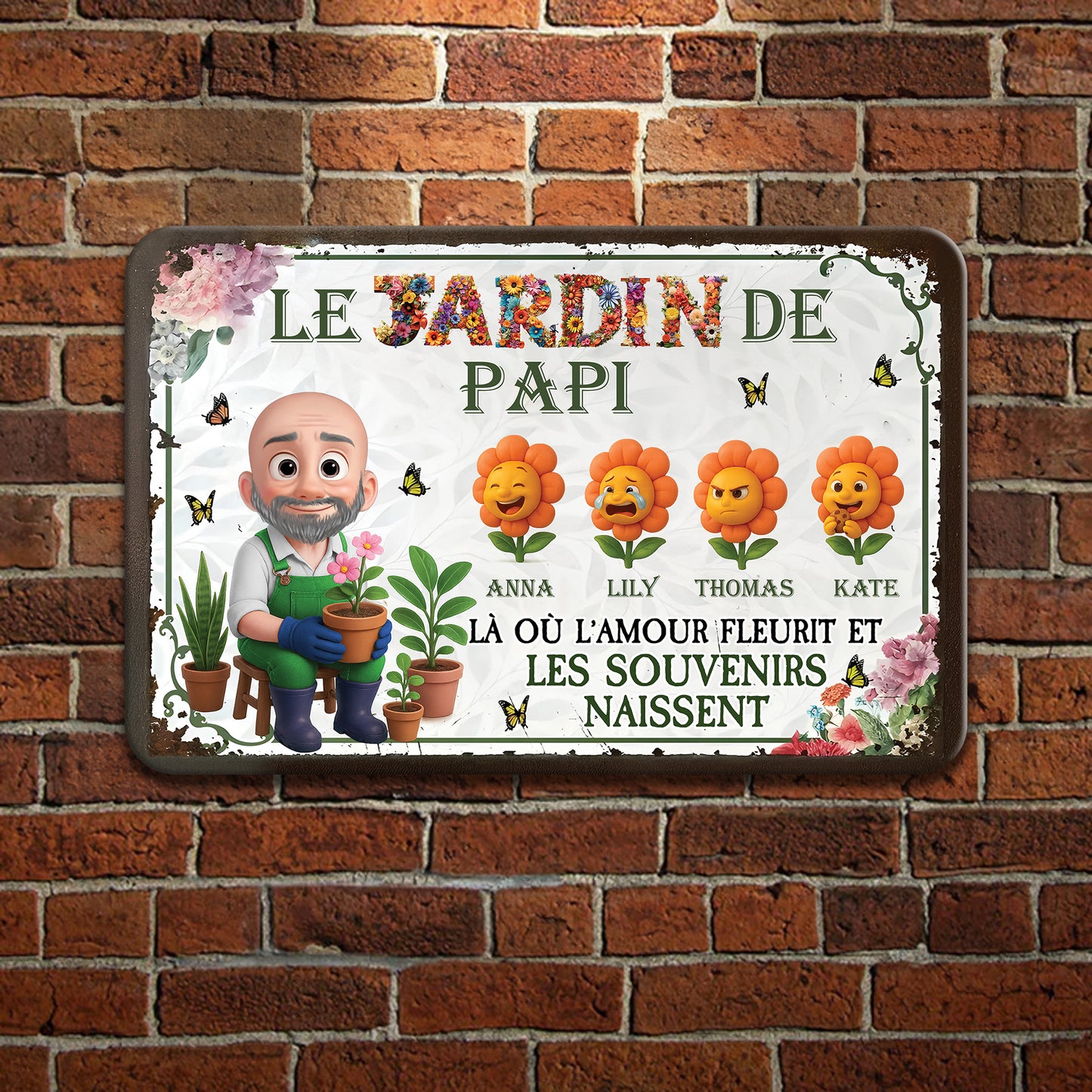 Le Jardin De Papi – Plaque En Métal Personnalisée