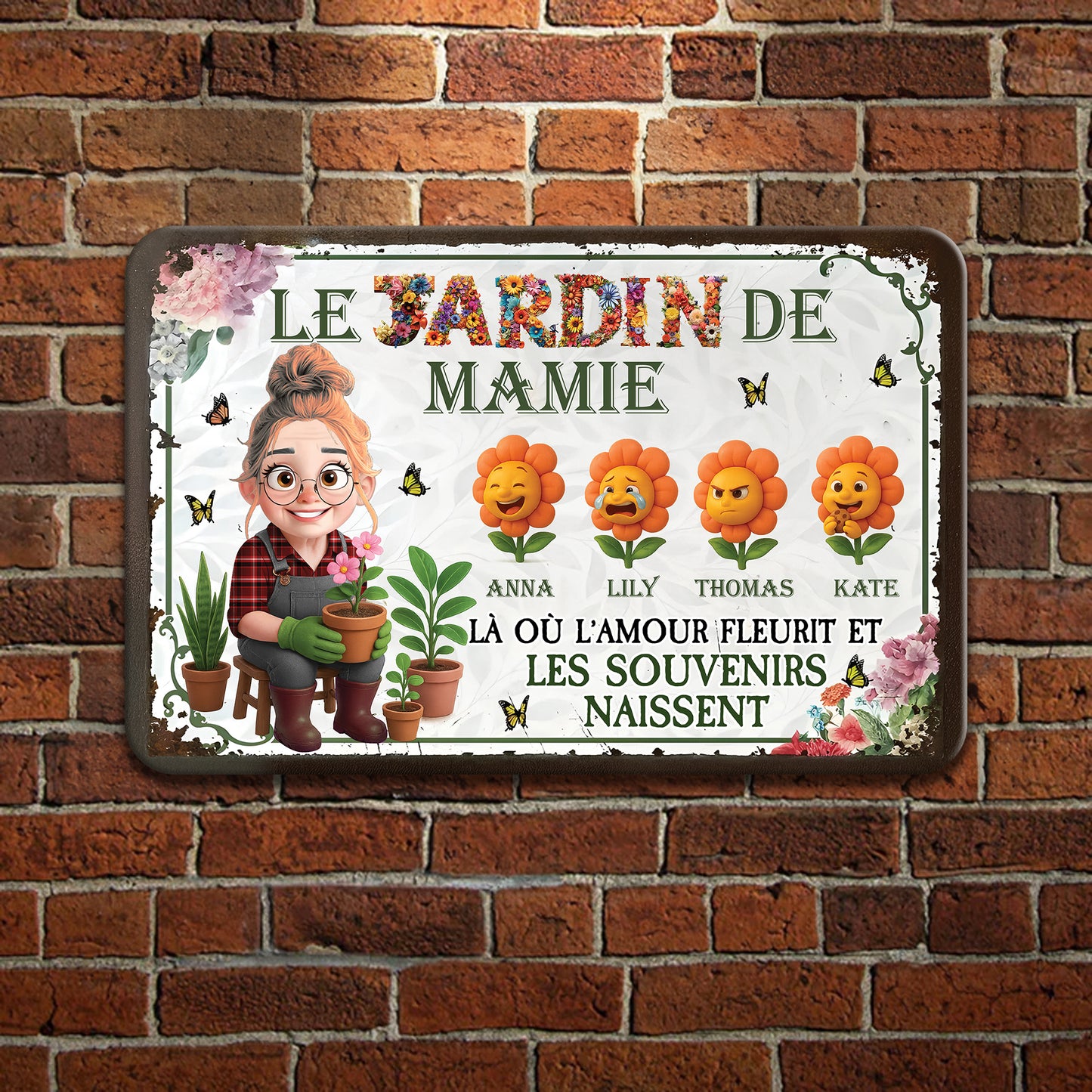 Le Jardin De Mamie – Plaque En Métal Personnalisée