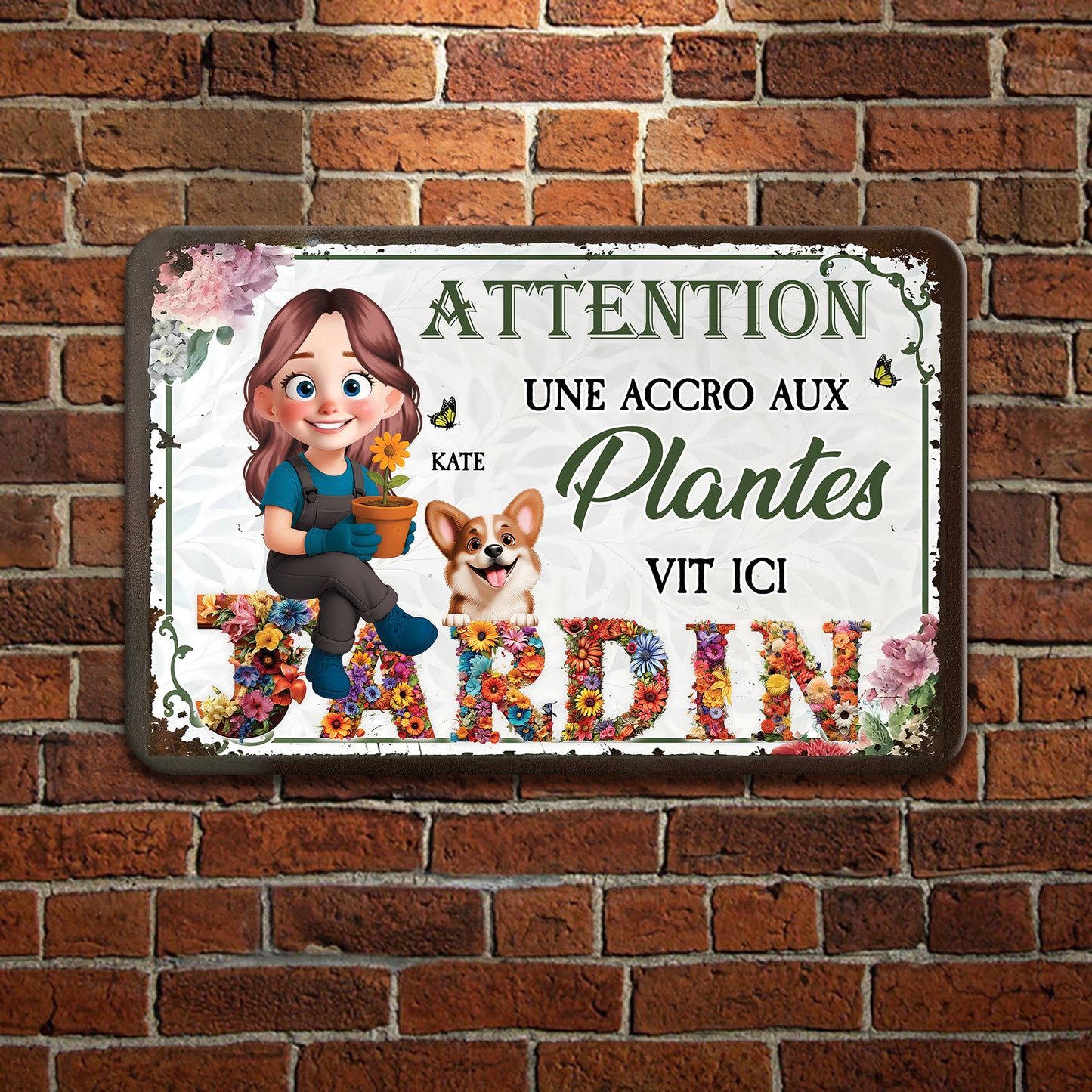 Jardin Une Accro Aux Plantes Vit Ici – Plaque En Métal Personnalisée