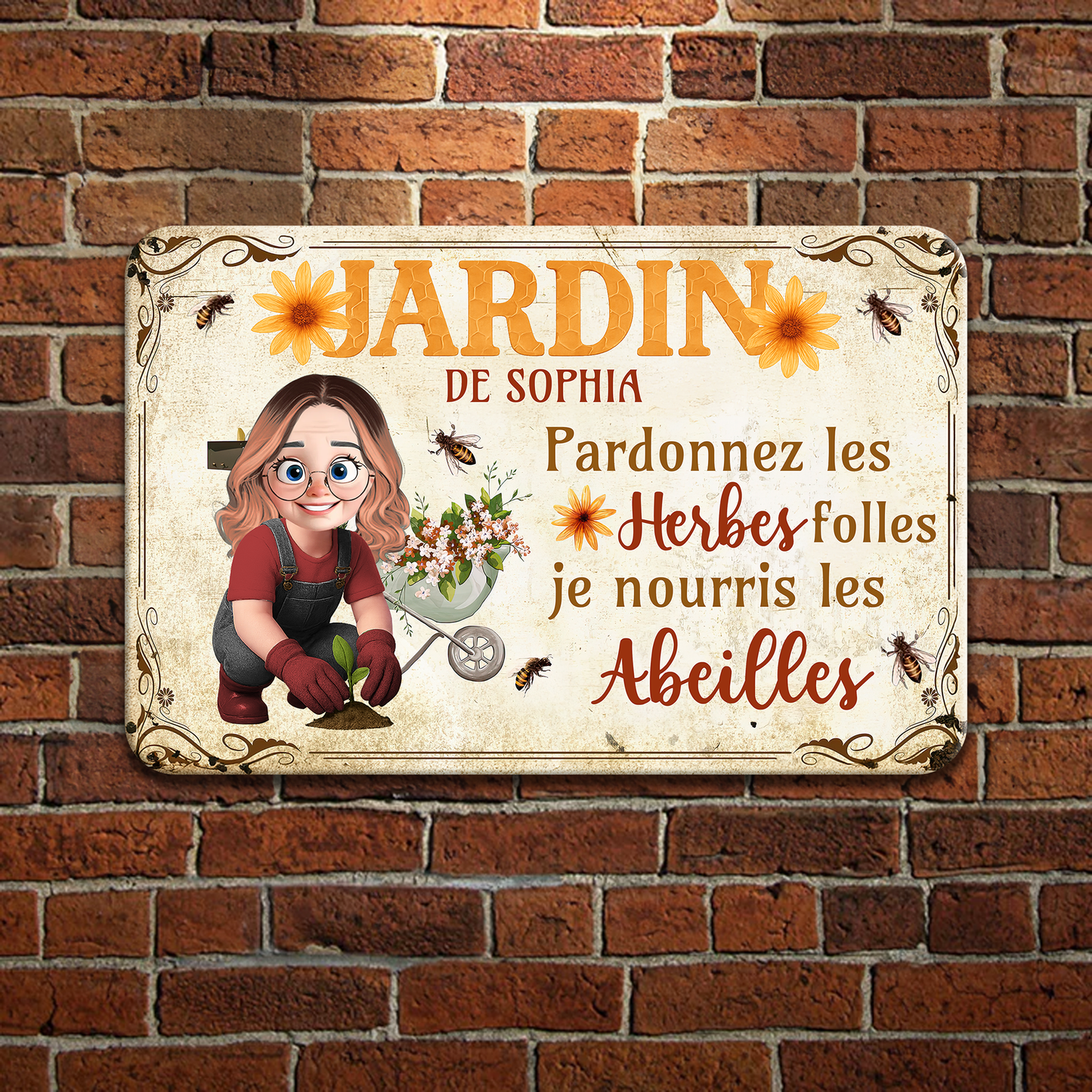 Pardonnez Les Herbes Folles – Plaque En Métal Personnalisée