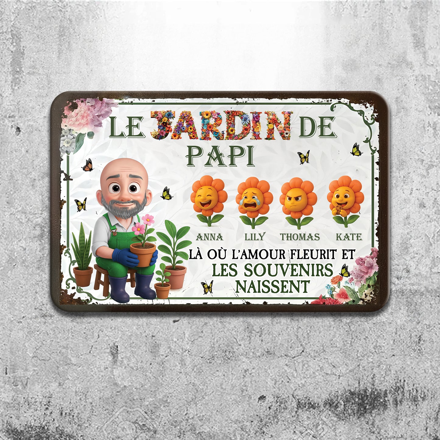 Le Jardin De Papi – Plaque En Métal Personnalisée