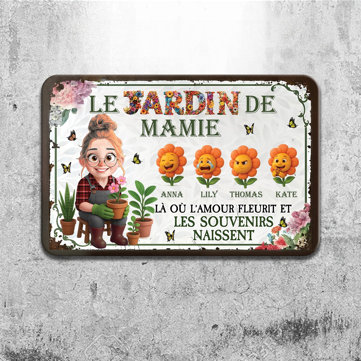 Le Jardin De Mamie – Plaque En Métal Personnalisée