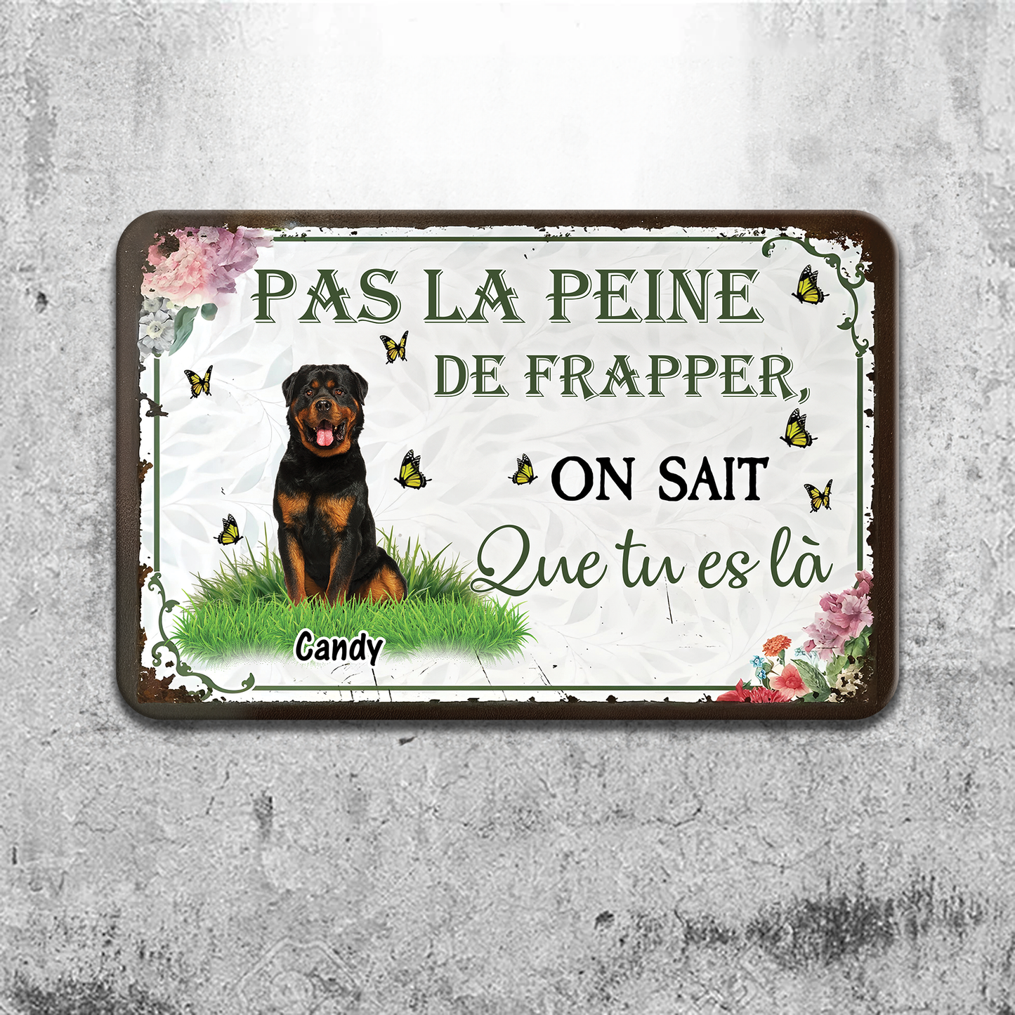 Pas La Peine De Frapper – Plaque En Métal Personnalisée