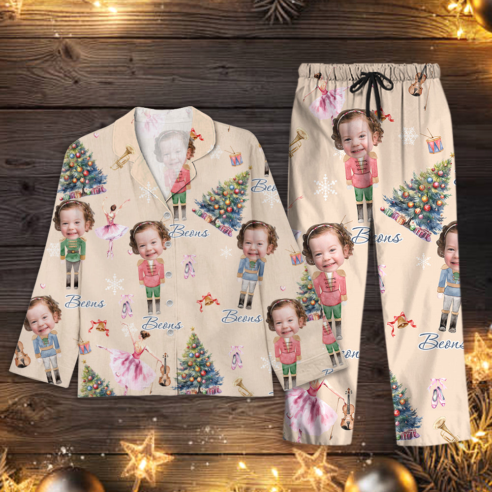 Ensemble de Pyjama Casse-Noisette de Noël - Pyjama Casse-Noisette Personnalisé avec Photo de Famille - Cadeaux de Fêtes Casse-Noisette