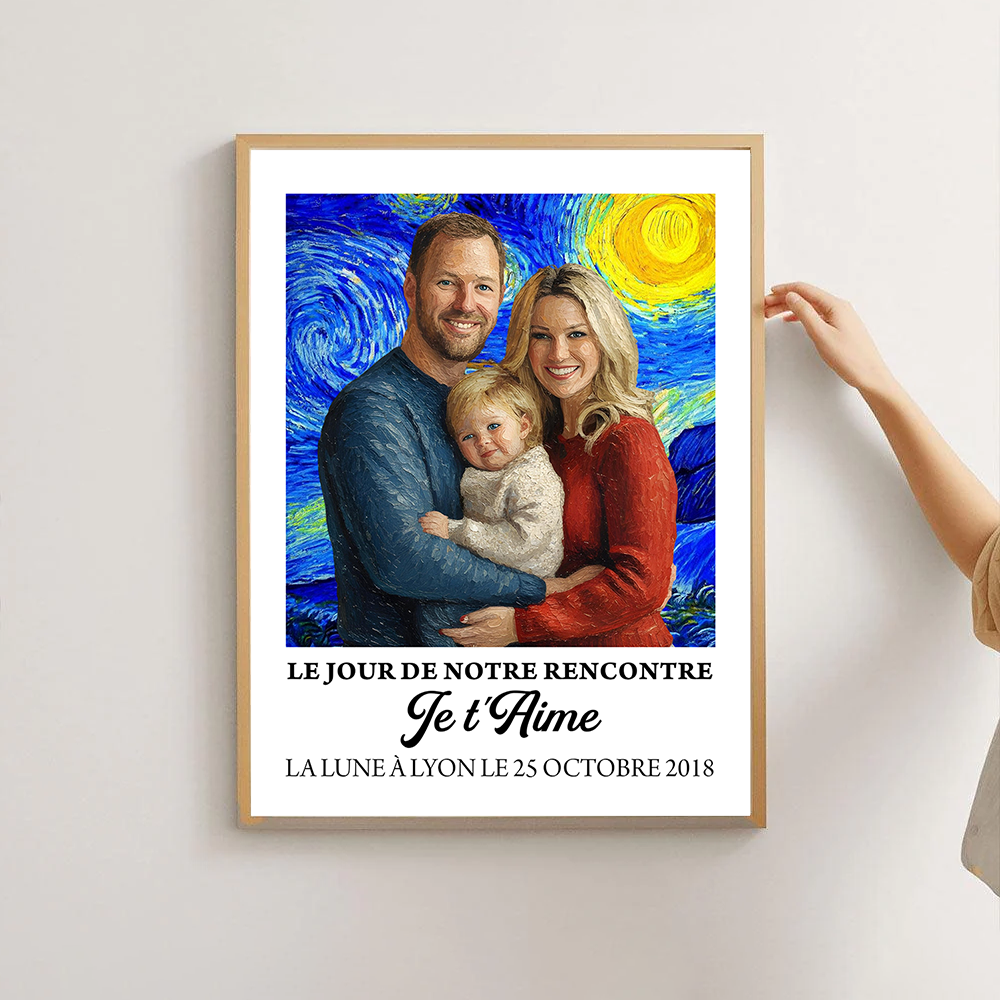 Je t'aime - Impression Sur Toile Personnalisée - Cadeau Familial