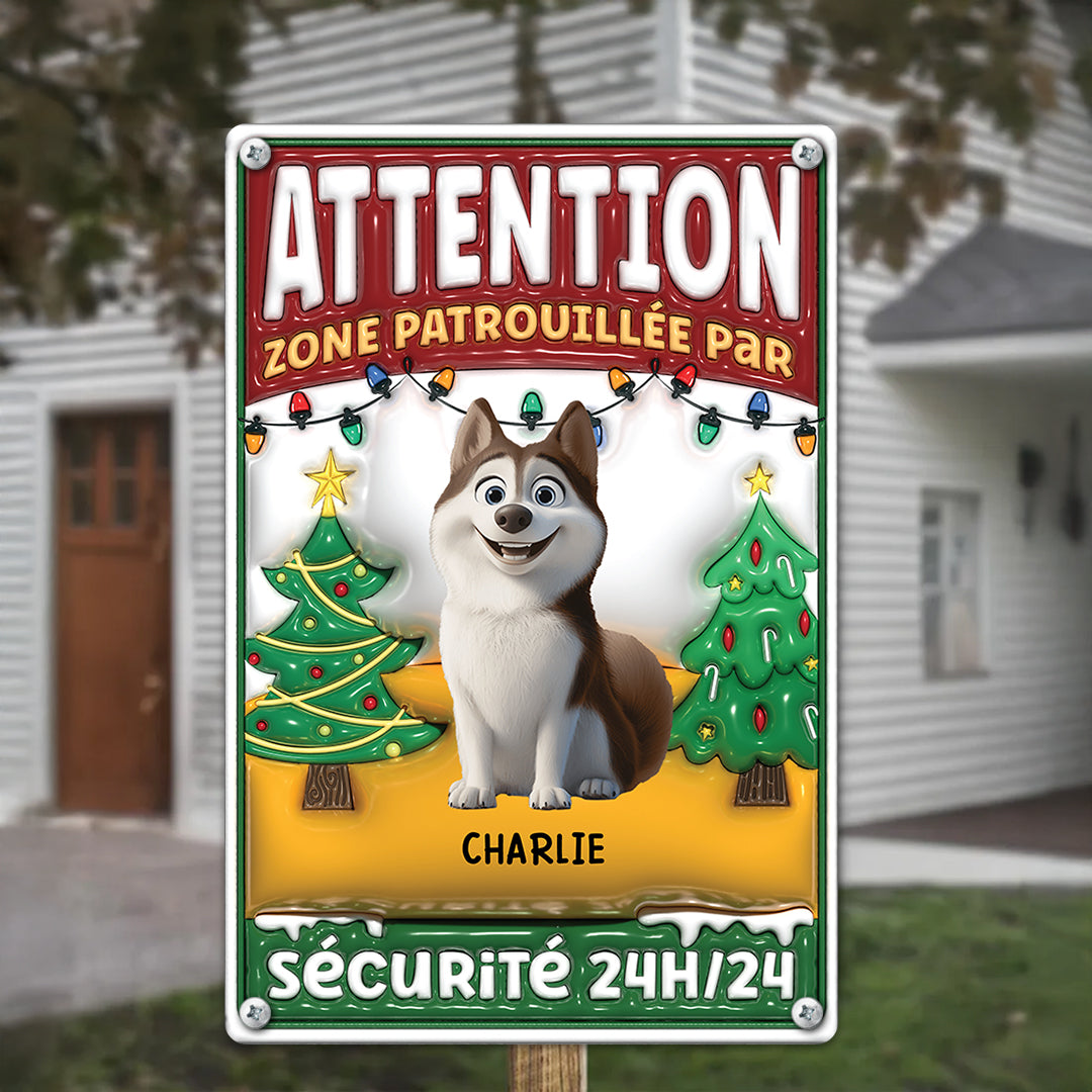Attention Zone Noël – Plaque En Métal Personnalisée