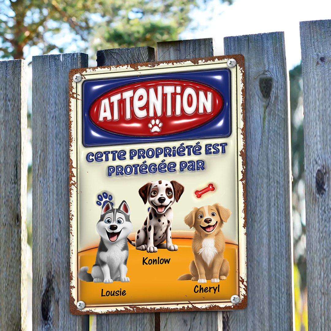 Cette Propriété Est Protégée Par - Plaque En Métal Personnalisée