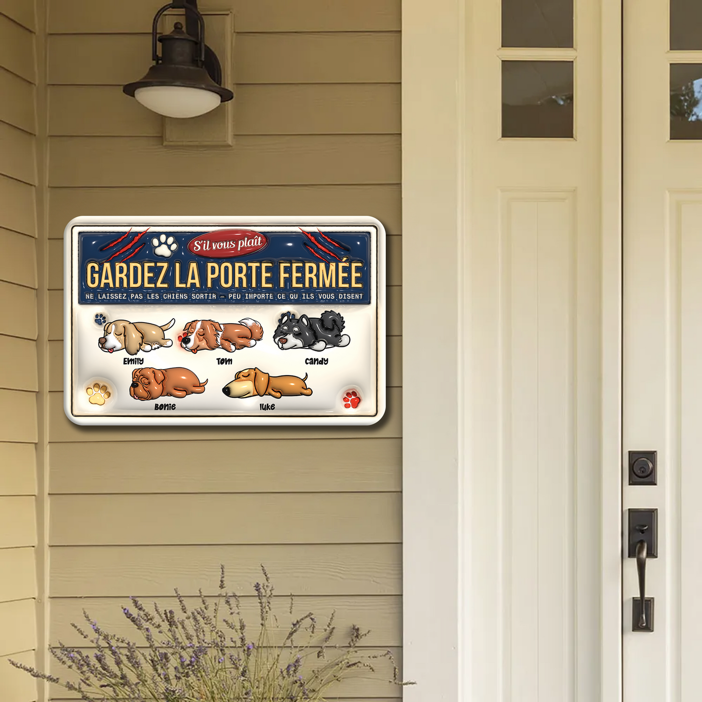 S'il te plaît - Plaque De Porte Humoristique De Chien En Métal À Personnaliser