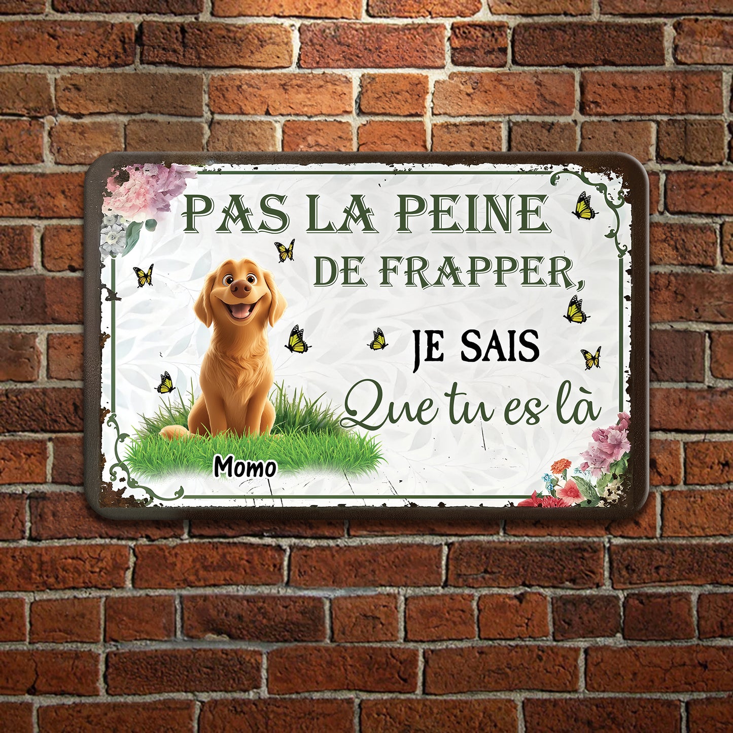 Pas La Peine De Frapper – Plaque En Métal Personnalisée