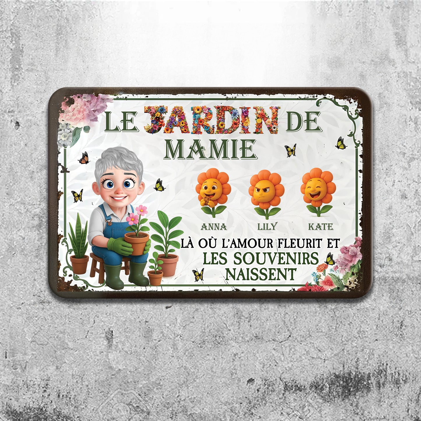 Le Jardin De Mamie – Plaque En Métal Personnalisée