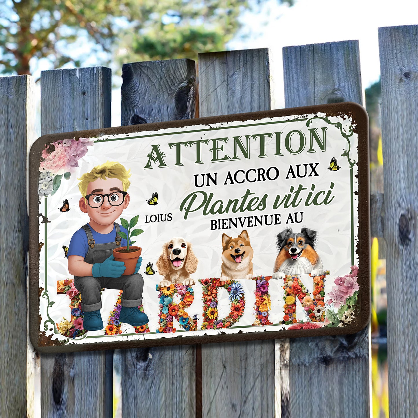 Un Accro Aux Plantes Vit Ici Bienvenue Au Jardin – Plaque En Métal Personnalisée