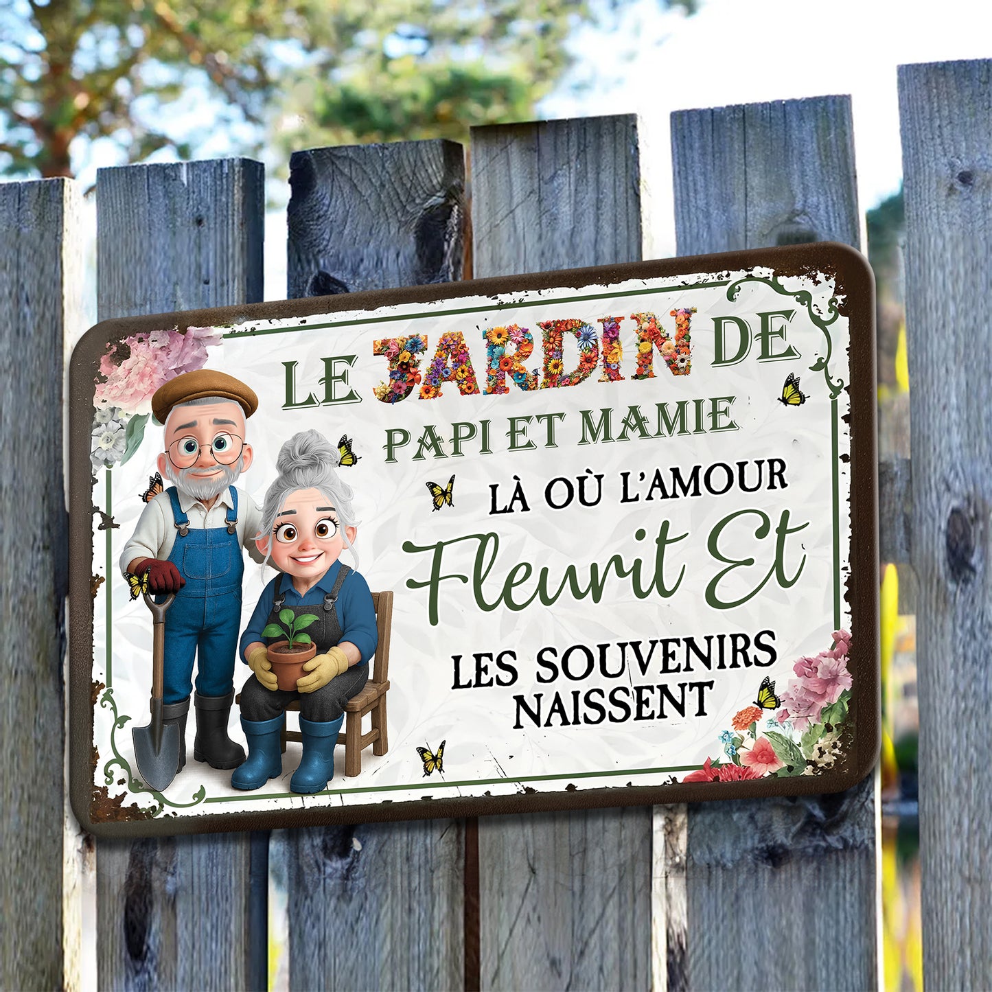 Là Où L'amour Fleurit Et Les Souvenirs Naissent – Plaque En Métal Personnalisée