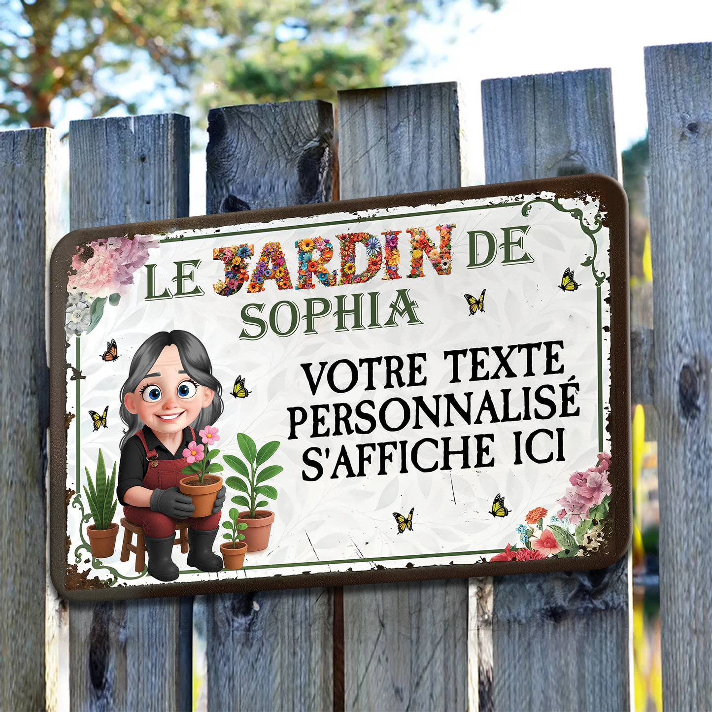 Le Jardin De Mamie – Plaque En Métal Personnalisée