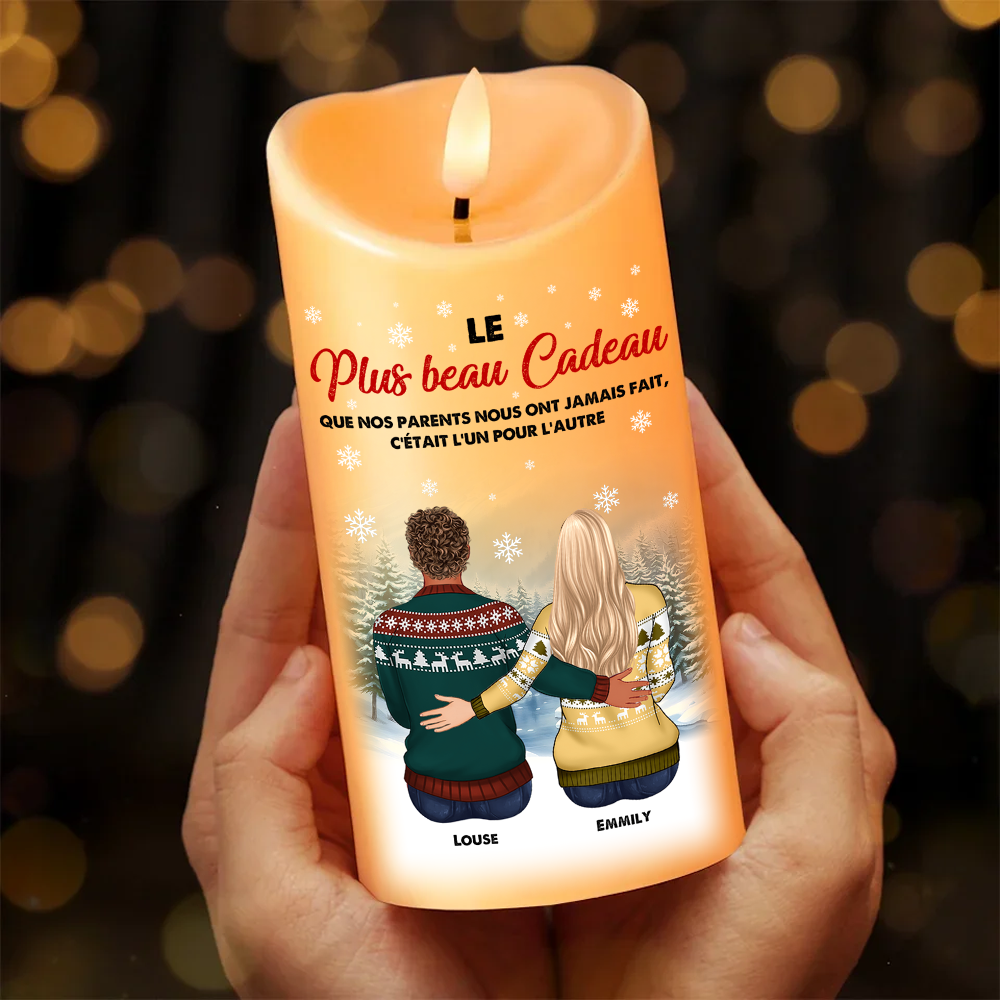 Le Plus Beau Cadeau Que Nos Parents Nous Ont Jamais Fait C'était L'un Pour L'autre - Bougie LED Sans Flamme Personnalisée