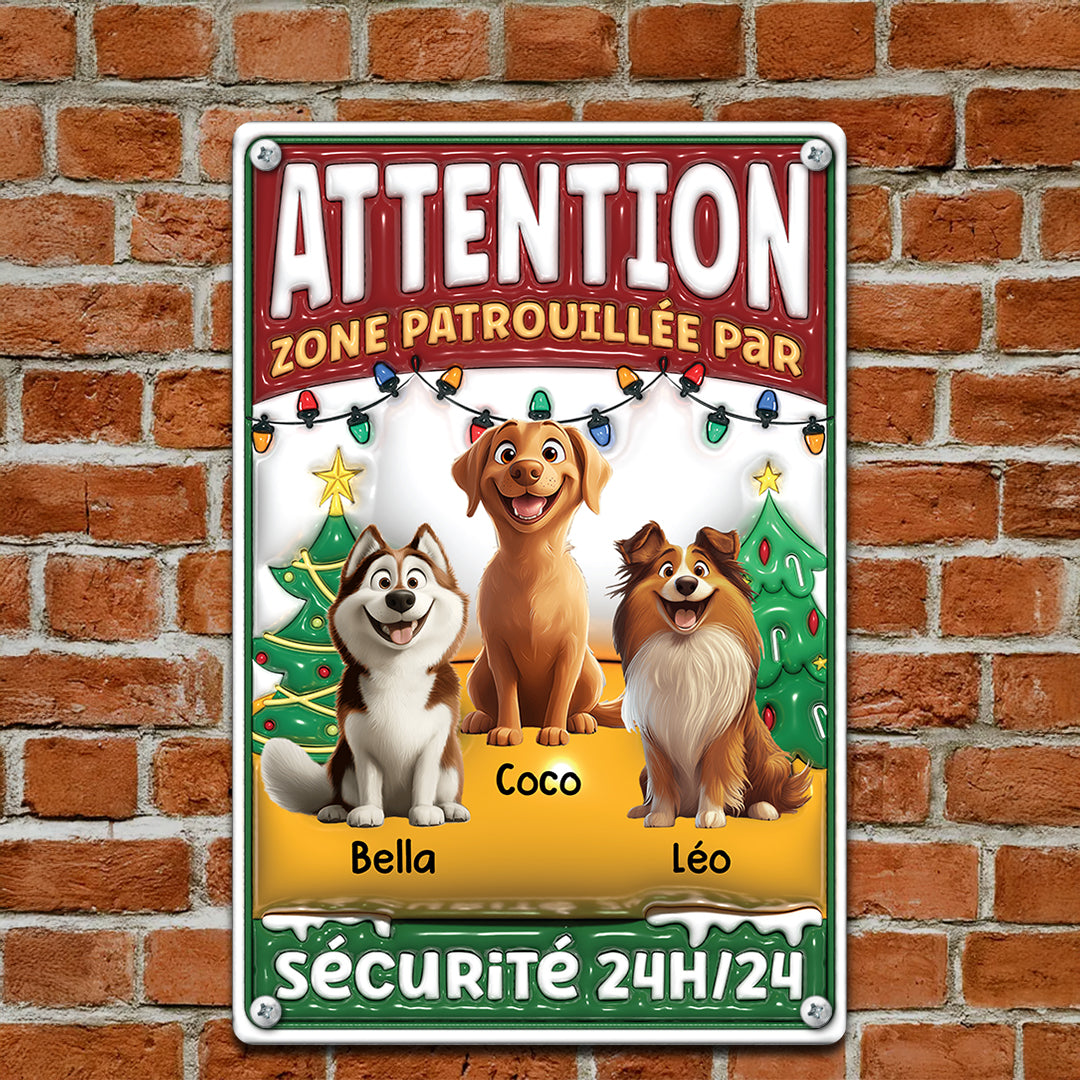 Attention Zone Noël – Plaque En Métal Personnalisée