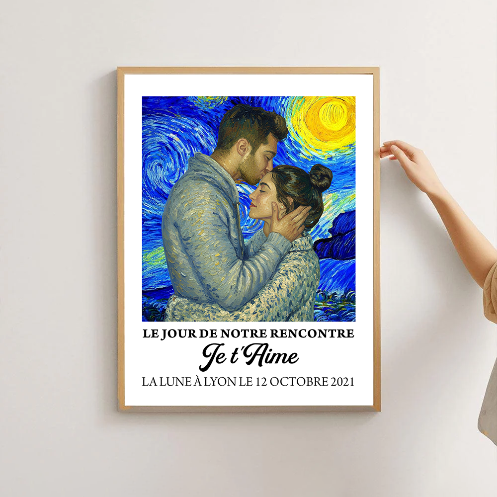 Je t'aime - Impression Sur Toile Personnalisée - Cadeau Familial