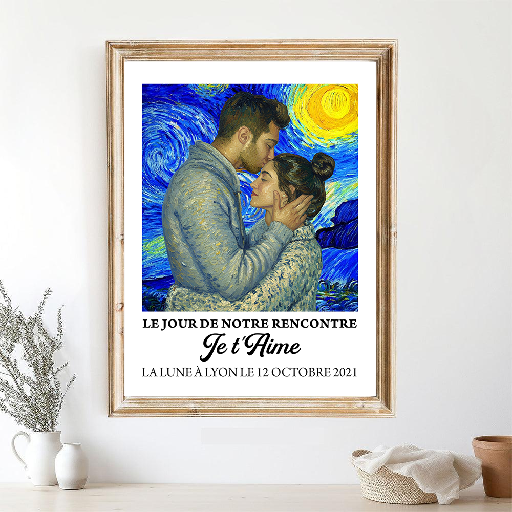 Je t'aime - Impression Sur Toile Personnalisée - Cadeau Familial