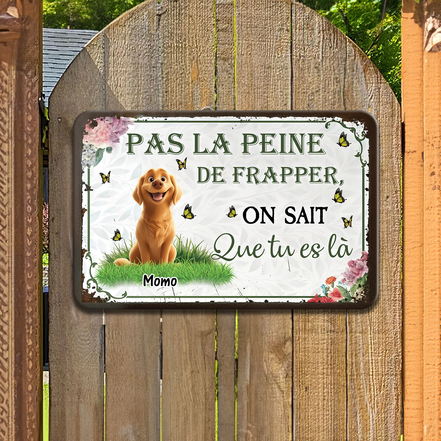 Pas La Peine De Frapper – Plaque En Métal Personnalisée