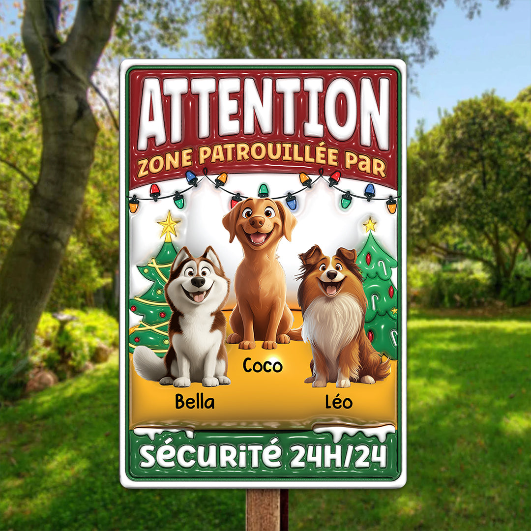 Attention Zone Noël – Plaque En Métal Personnalisée