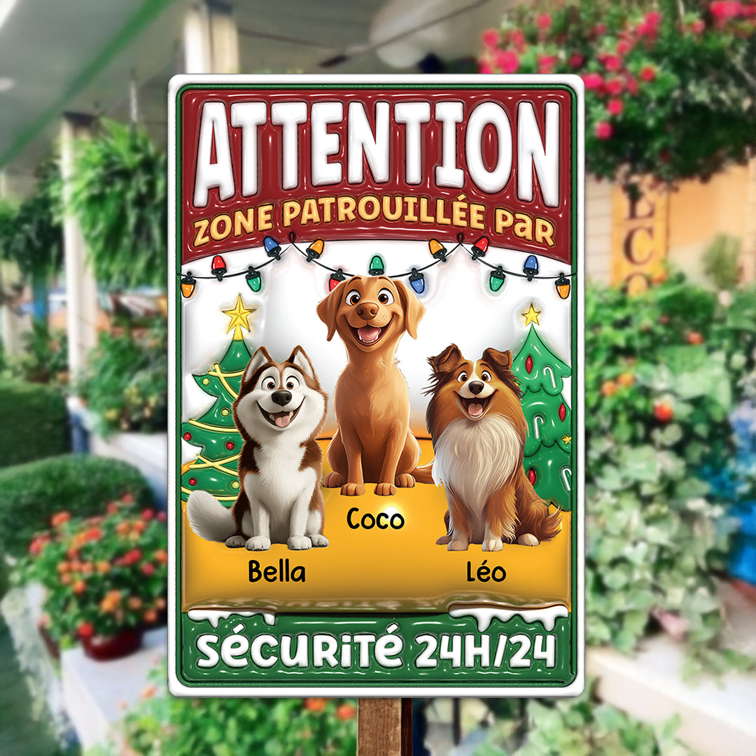 Attention Zone Noël – Plaque En Métal Personnalisée