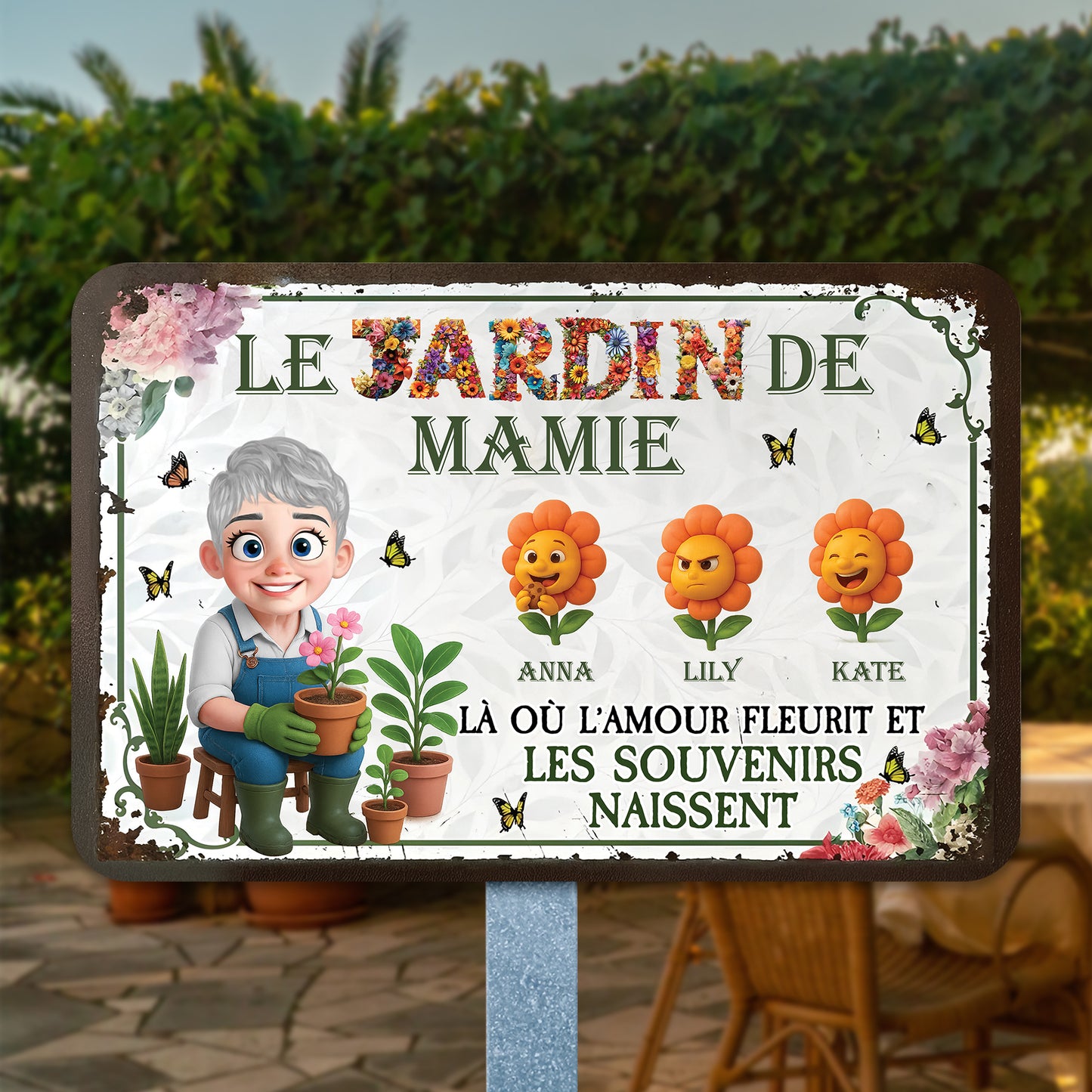 Le Jardin De Mamie – Plaque En Métal Personnalisée