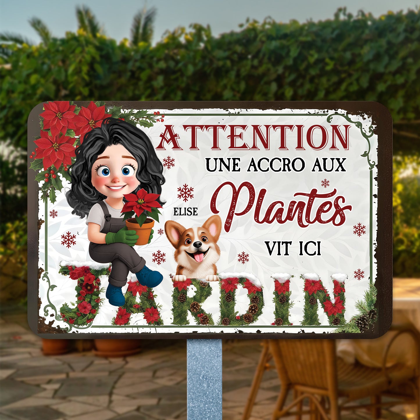 Jardin Une Accro Aux Plantes Vit Ici Noël – Plaque En Métal Personnalisée