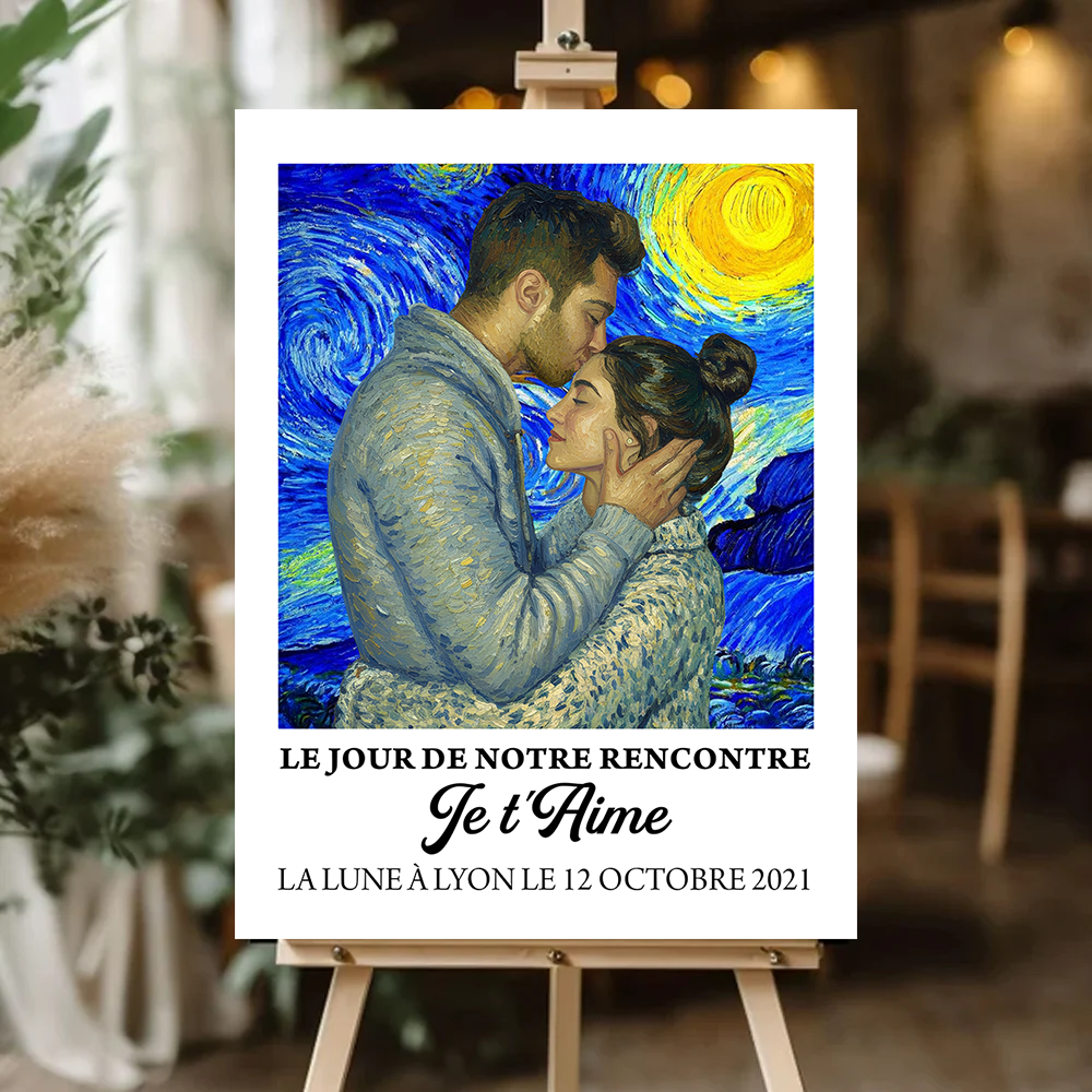 Je t'aime - Impression Sur Toile Personnalisée - Cadeau Familial
