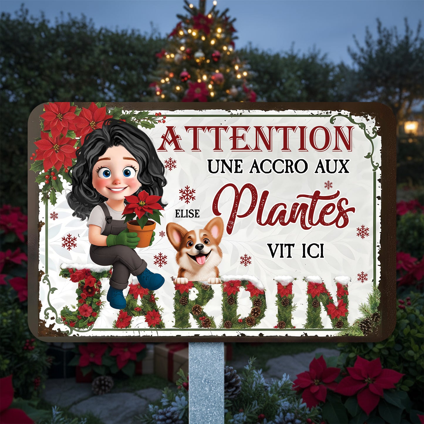 Jardin Une Accro Aux Plantes Vit Ici Noël – Plaque En Métal Personnalisée