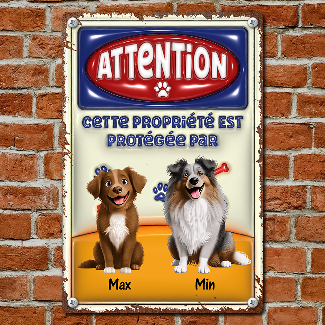 Cette Propriété Est Protégée Par - Plaque En Métal Personnalisée