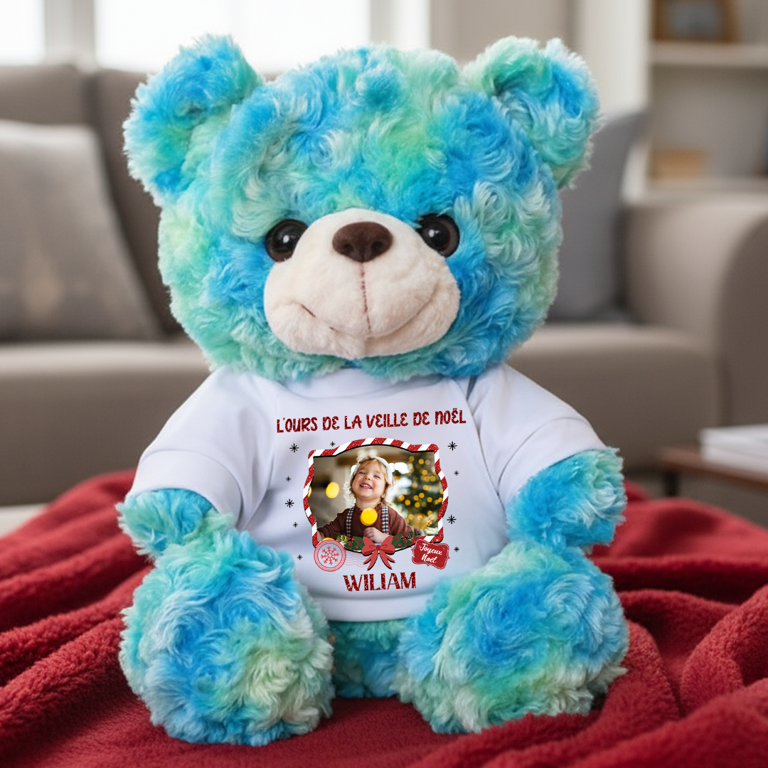 L’Ours De La Veille De Noël - Ours En Peluche en T-shirt Personnalisé avec Photo