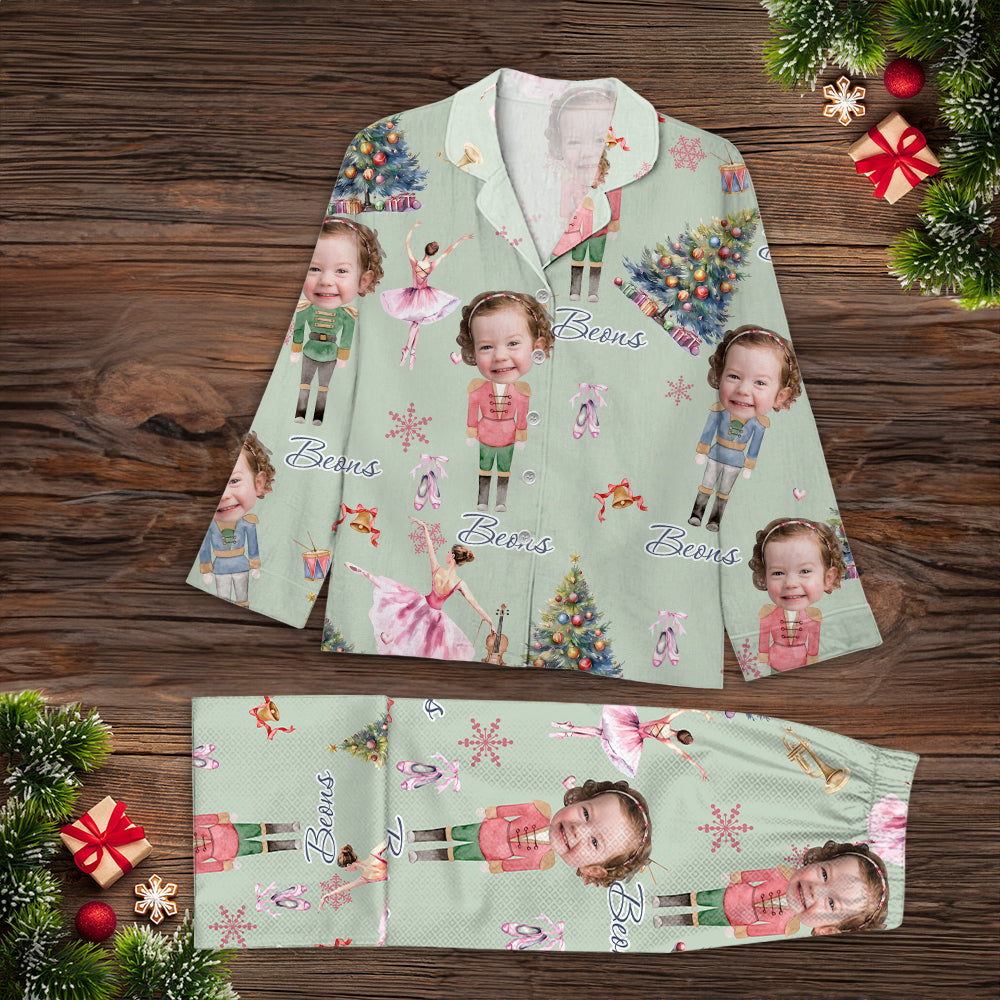 Ensemble de Pyjama Casse-Noisette de Noël - Pyjama Casse-Noisette Personnalisé avec Photo de Famille - Cadeaux de Fêtes Casse-Noisette