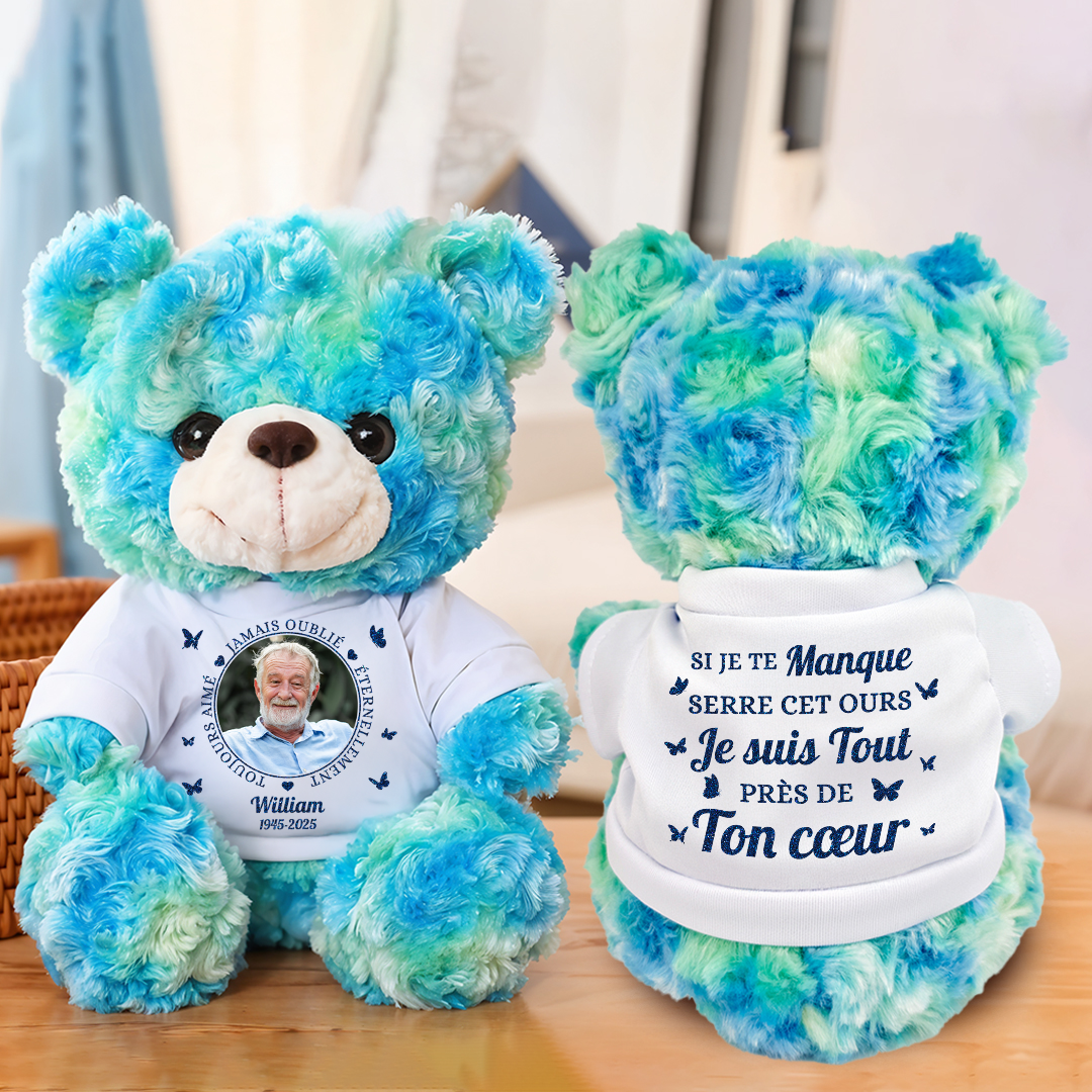 Si jJe Te Manque, Serre Cet Ours - Ours En Peluche en T-shirt Personnalisé avec Photo
