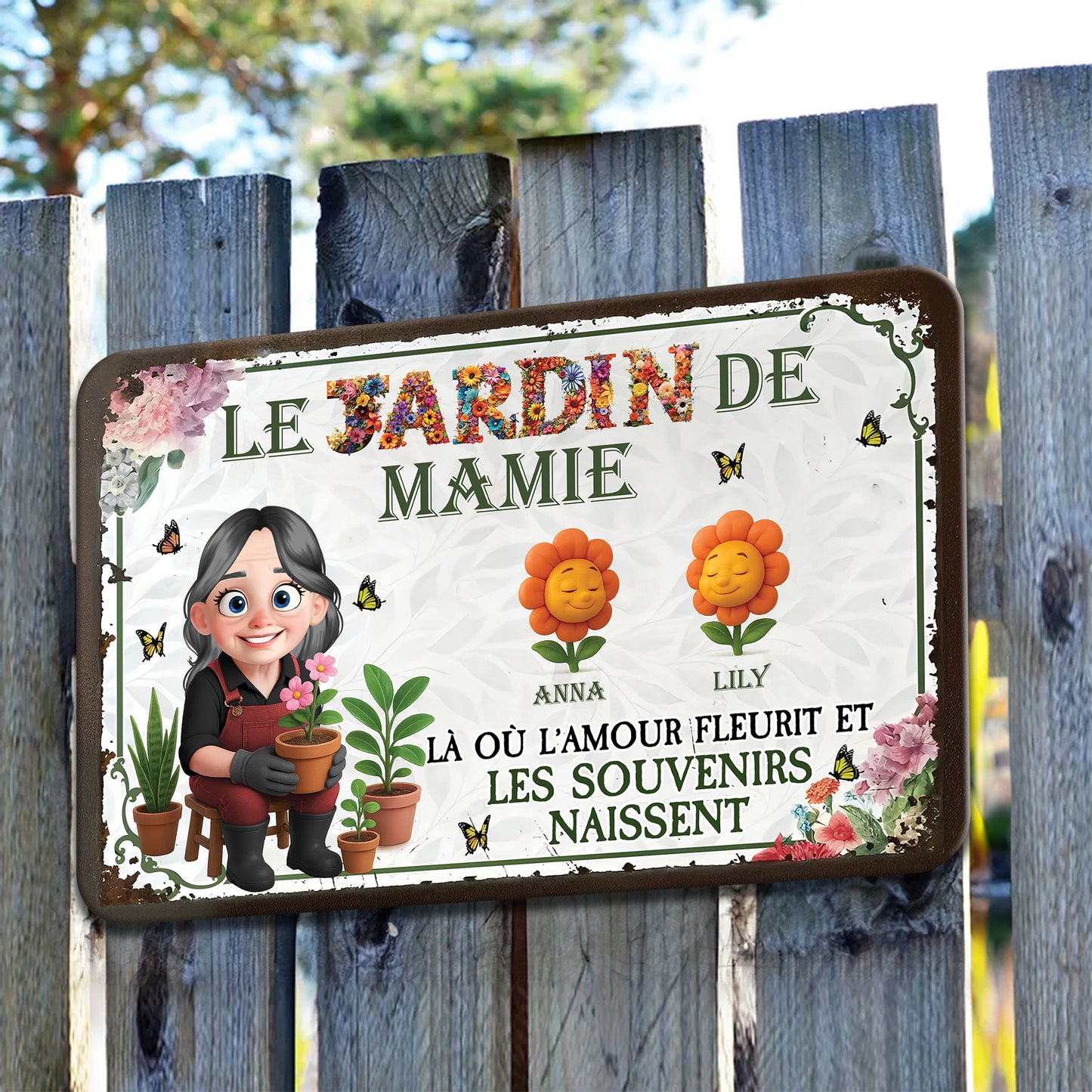 Le Jardin De Mamie – Plaque En Métal Personnalisée
