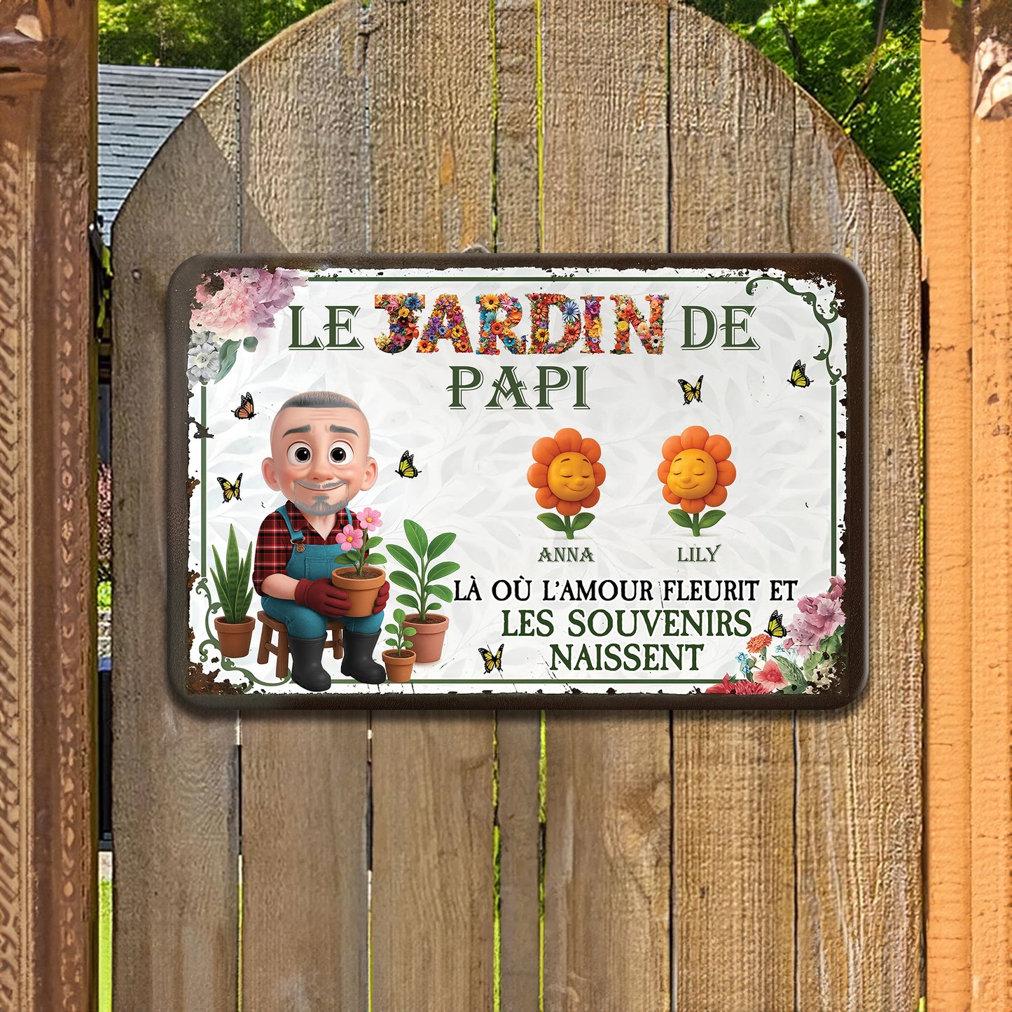 Le Jardin De Papi – Plaque En Métal Personnalisée