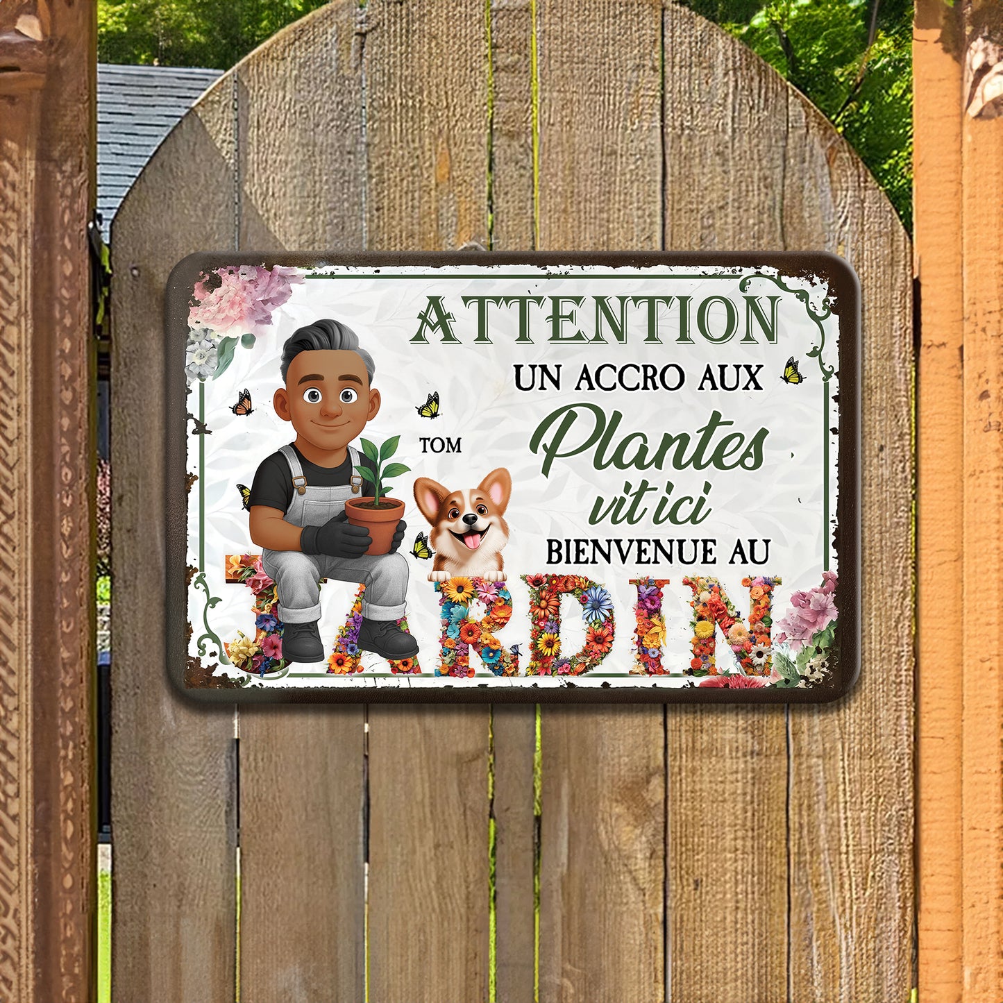 Un Accro Aux Plantes Vit Ici Bienvenue Au Jardin – Plaque En Métal Personnalisée
