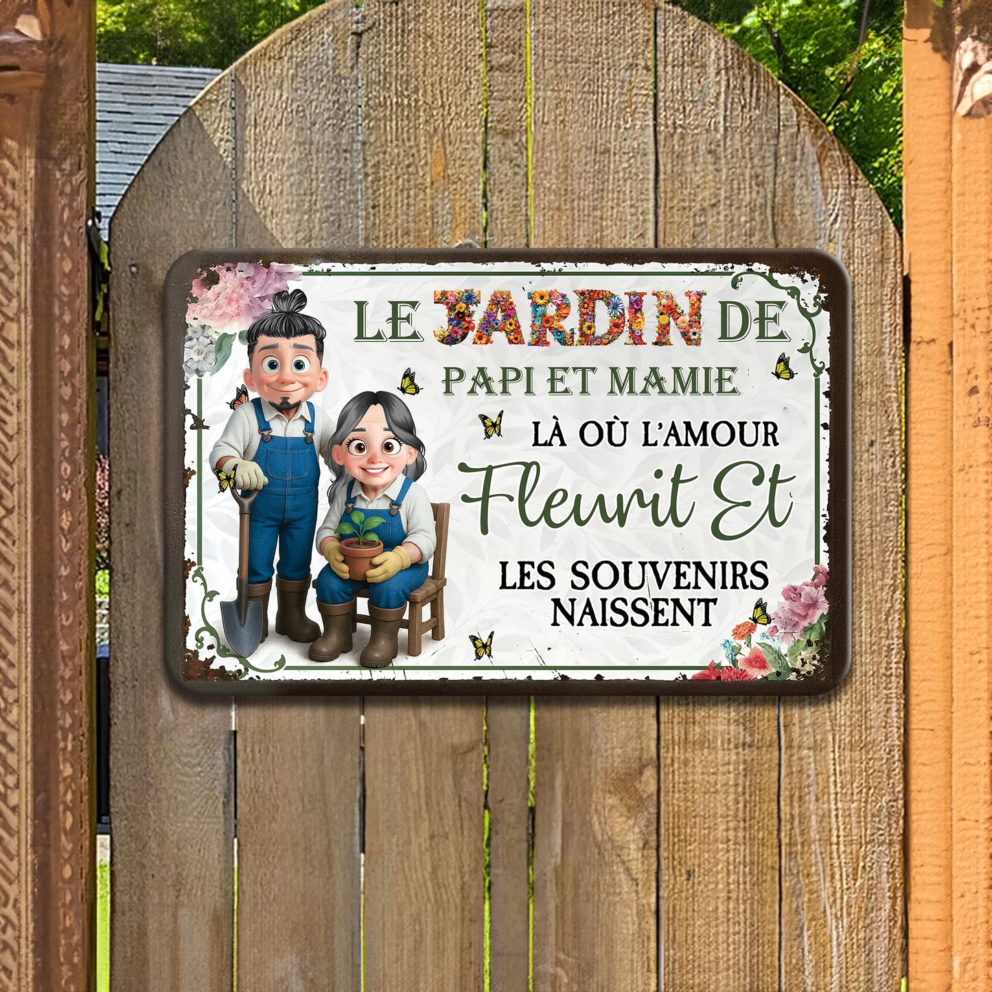 Là Où L'amour Fleurit Et Les Souvenirs Naissent – Plaque En Métal Personnalisée