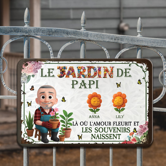 Le Jardin De Papi – Plaque En Métal Personnalisée