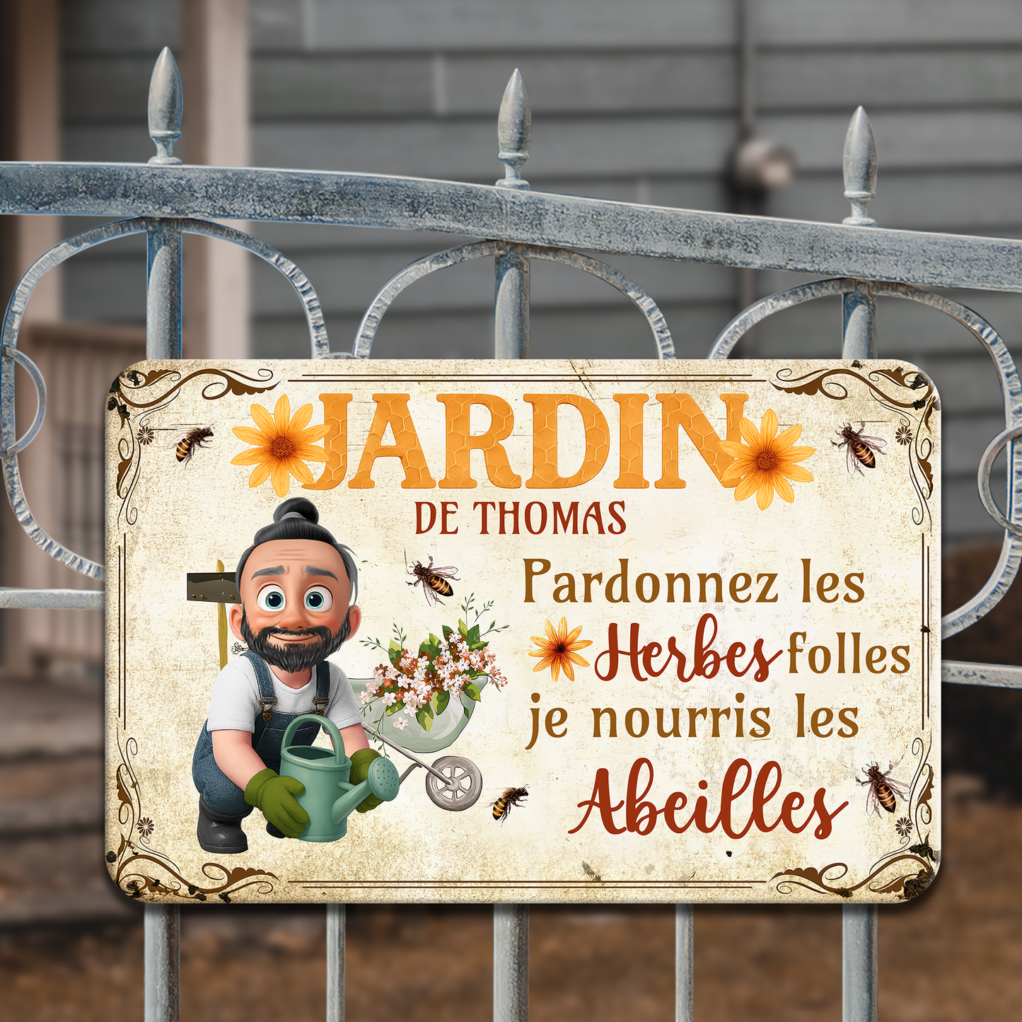 Pardonnez Les Herbes Folles – Plaque En Métal Personnalisée