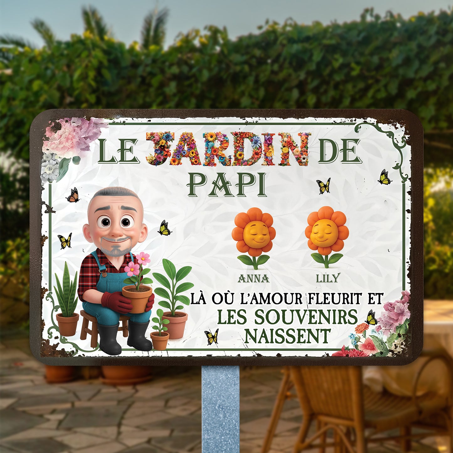 Le Jardin De Papi – Plaque En Métal Personnalisée