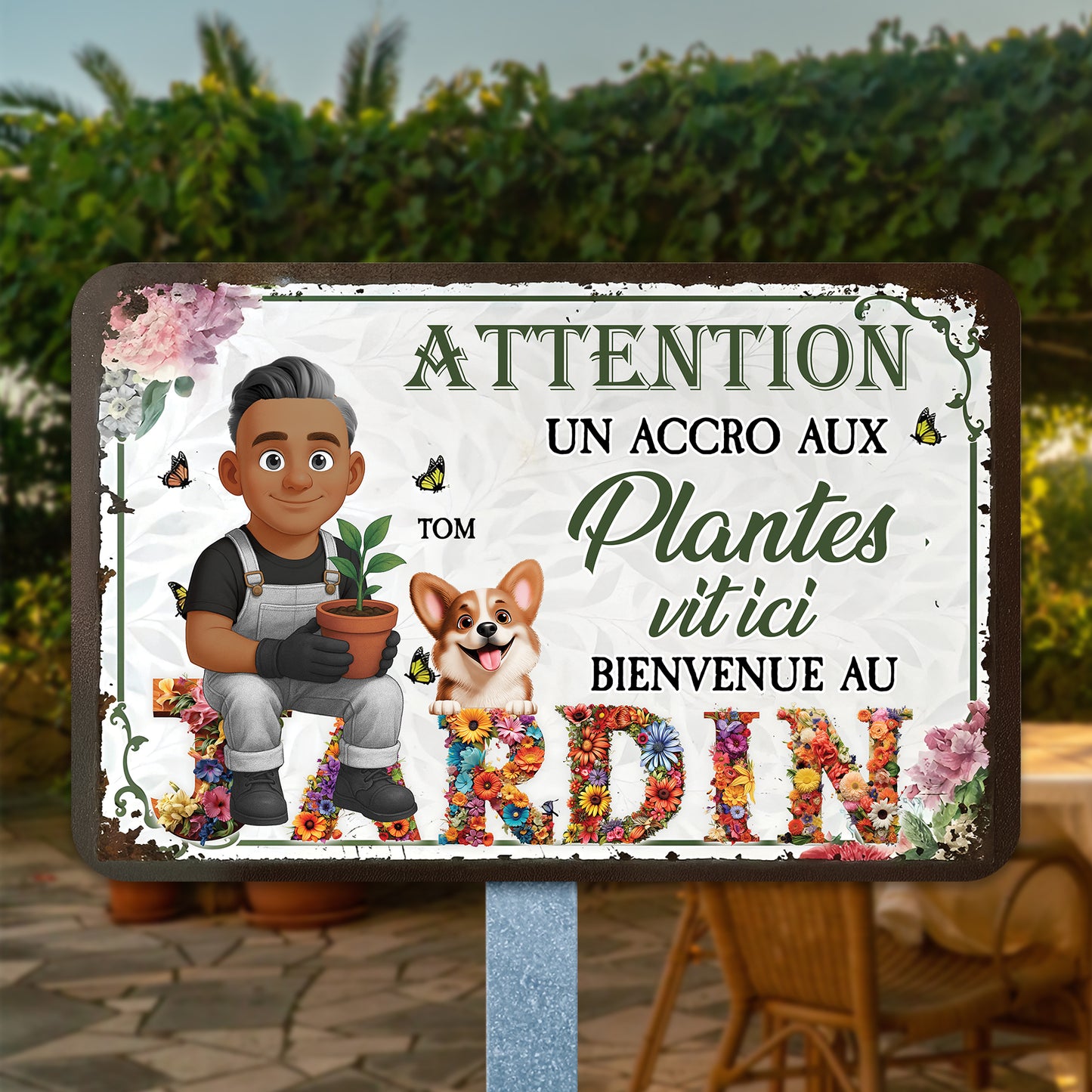 Un Accro Aux Plantes Vit Ici Bienvenue Au Jardin – Plaque En Métal Personnalisée