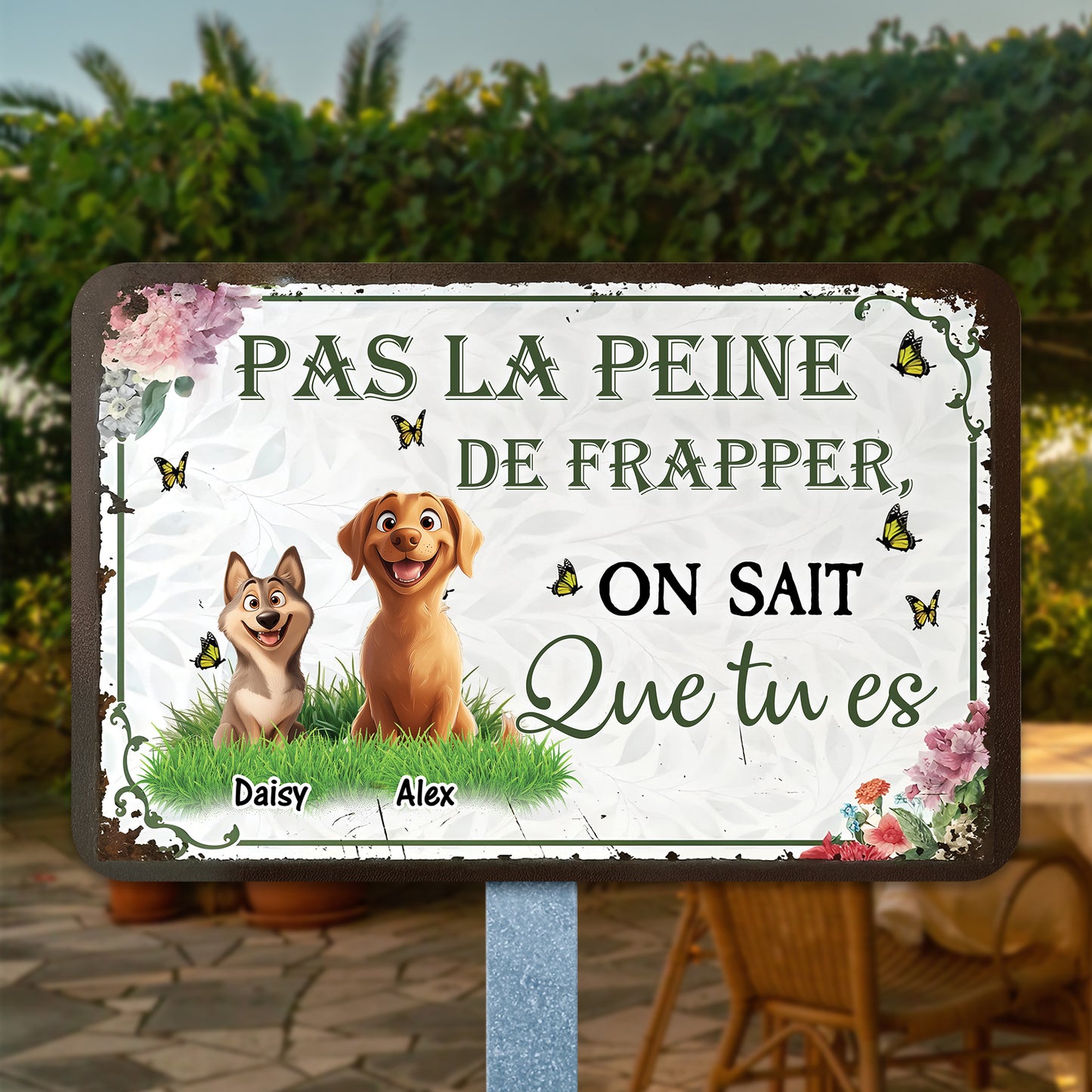 Pas La Peine De Frapper – Plaque En Métal Personnalisée