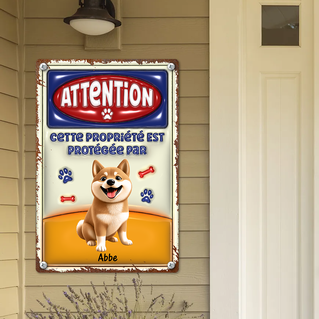 Cette Propriété Est Protégée Par - Plaque En Métal Personnalisée