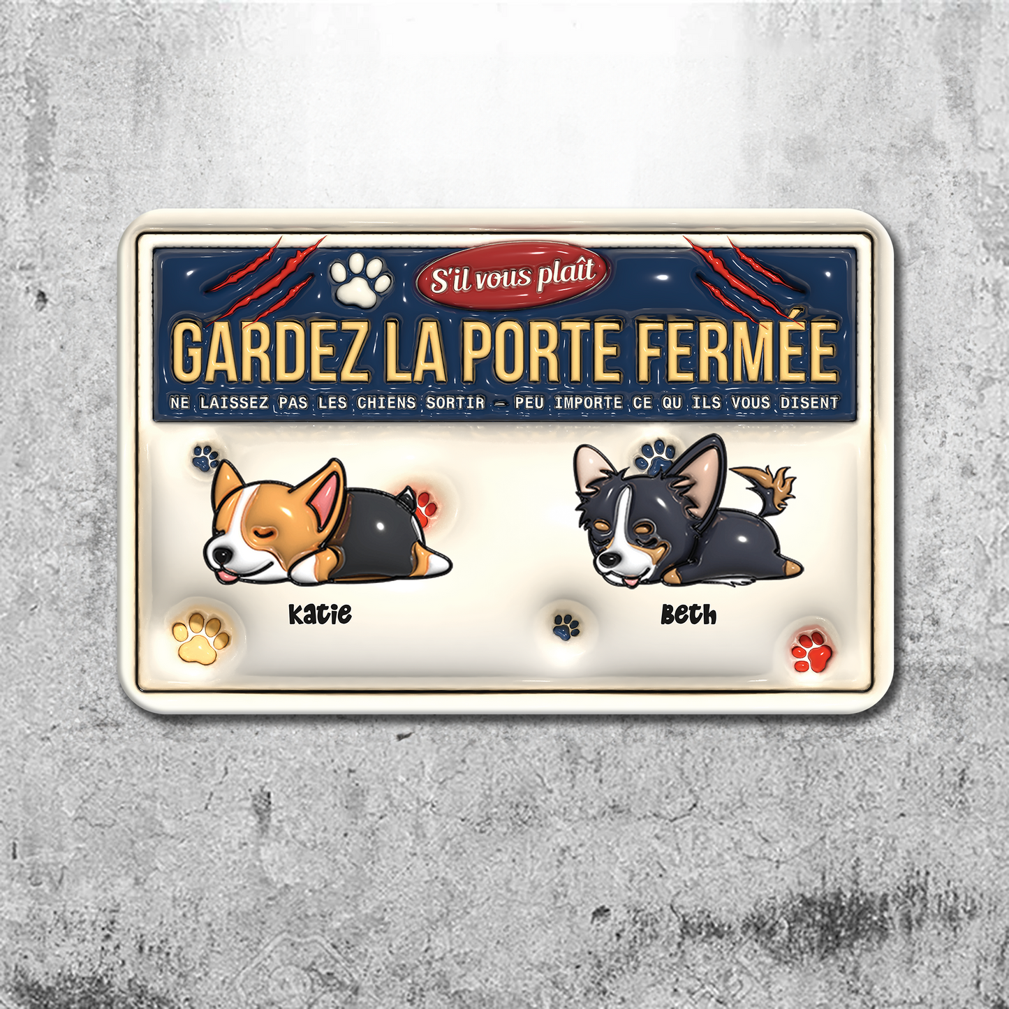 S'il te plaît - Plaque De Porte Humoristique De Chien En Métal À Personnaliser