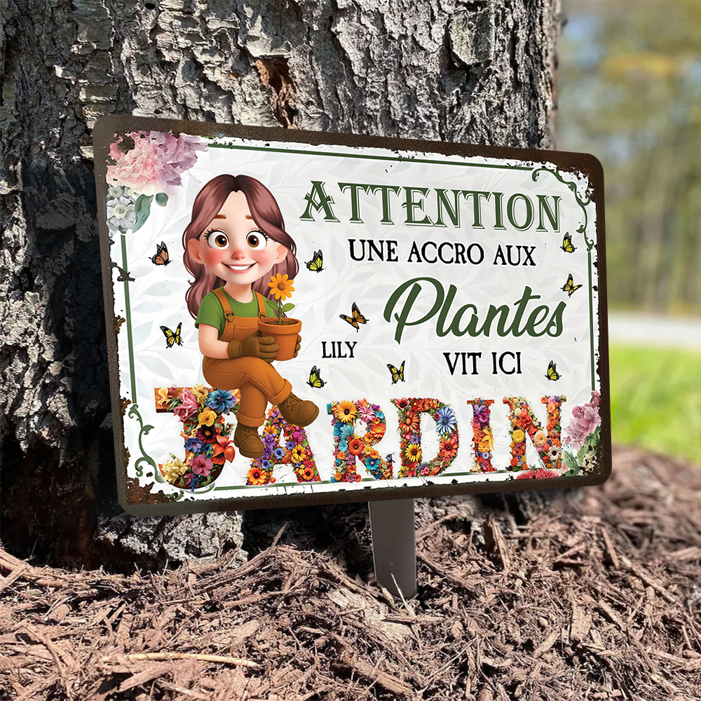 Une Accro Aux Plantes Vit Ici – Piquet De Jardin En Métal
