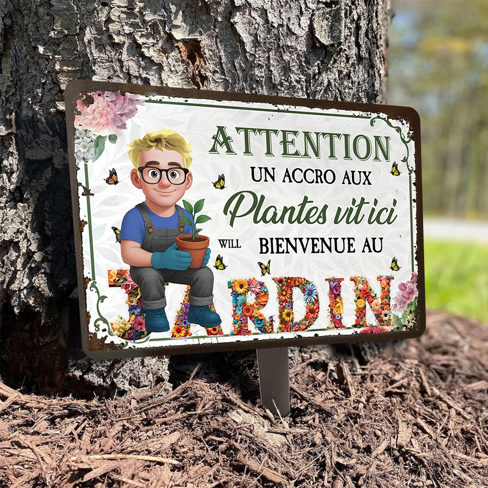 Un Accro Aux Plantes Vit Ici Bienvenue Au Jardin – Piquet De Jardin En Métal